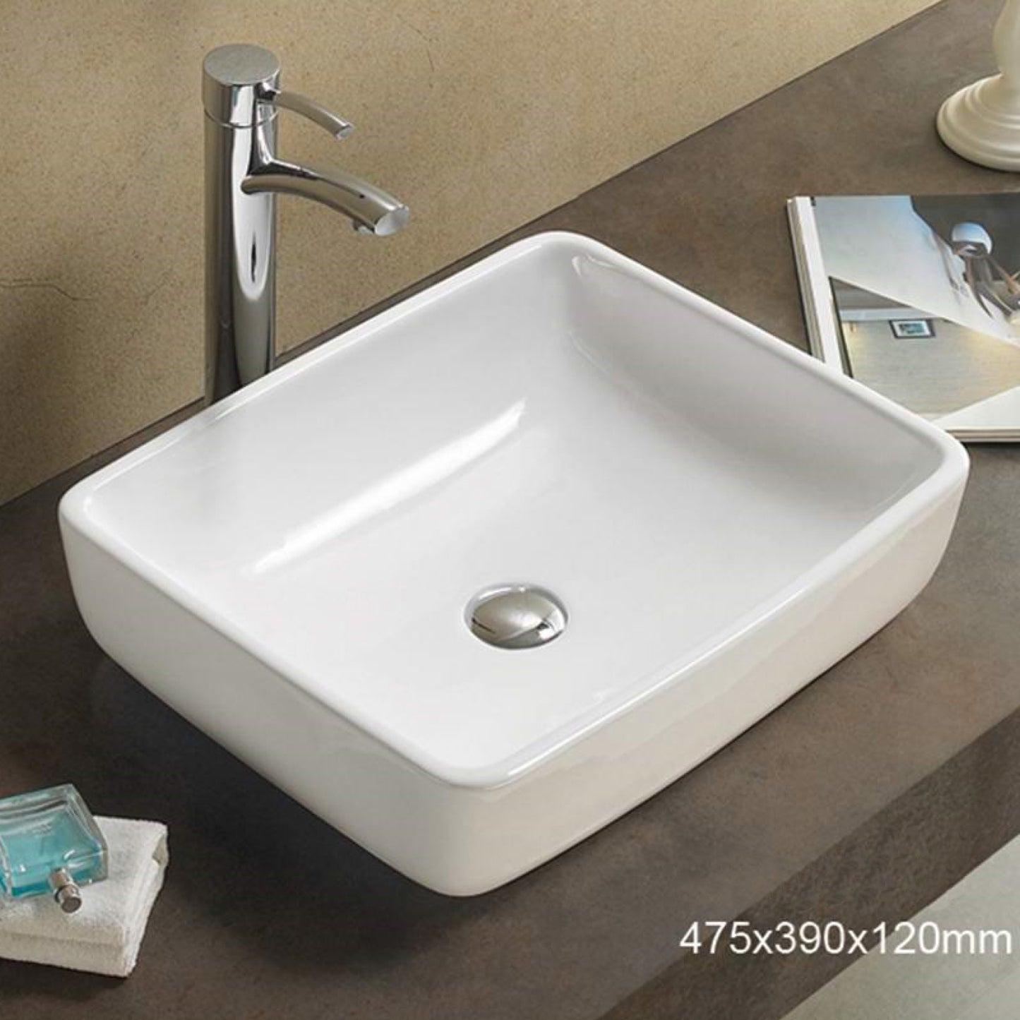 18.7-in. x 15.4-in. Rectangle Bathroom Vessel Sink White Enamel Glaze