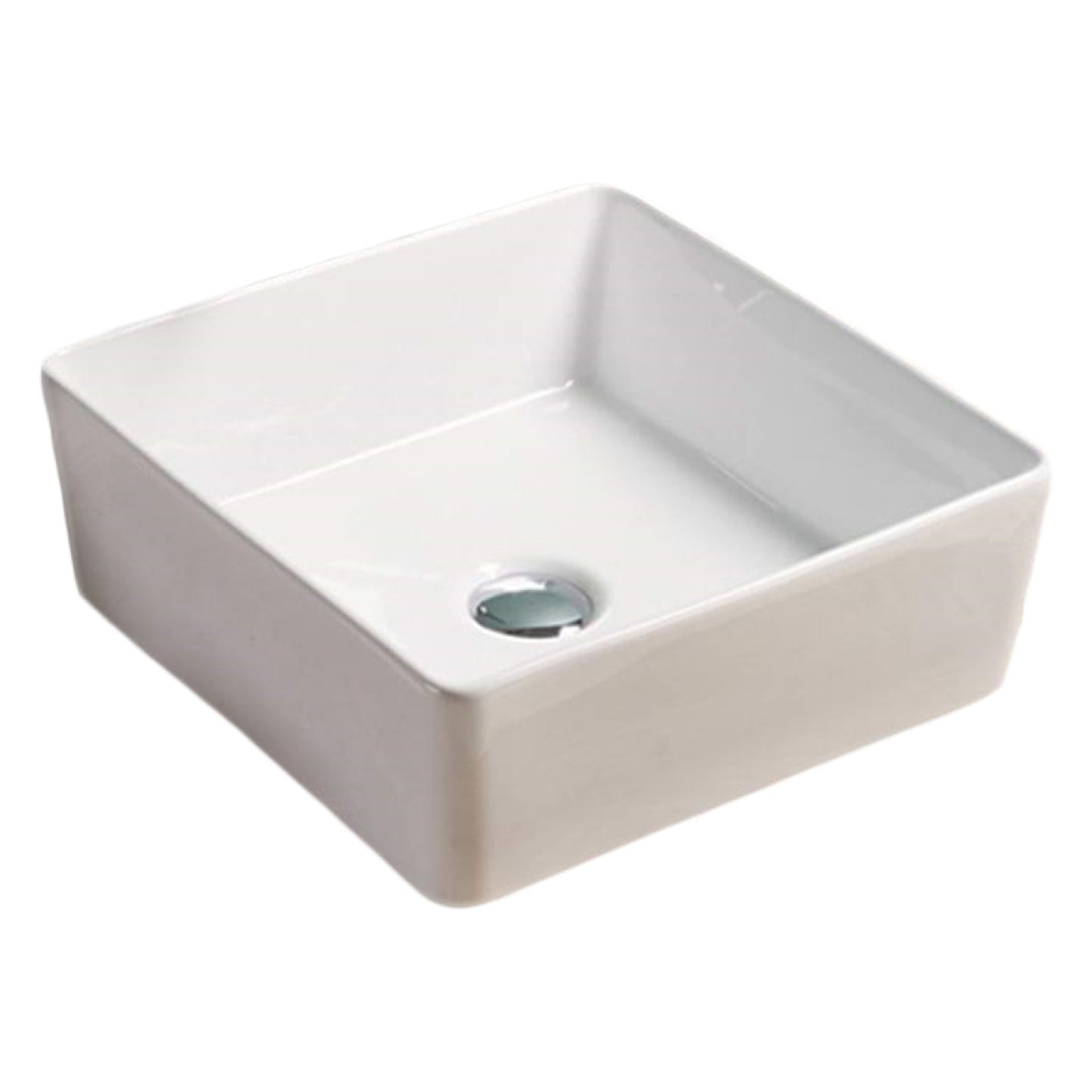 15.6-in. x 15.6-in. Square Bathroom Vessel Sink White Enamel Glaze