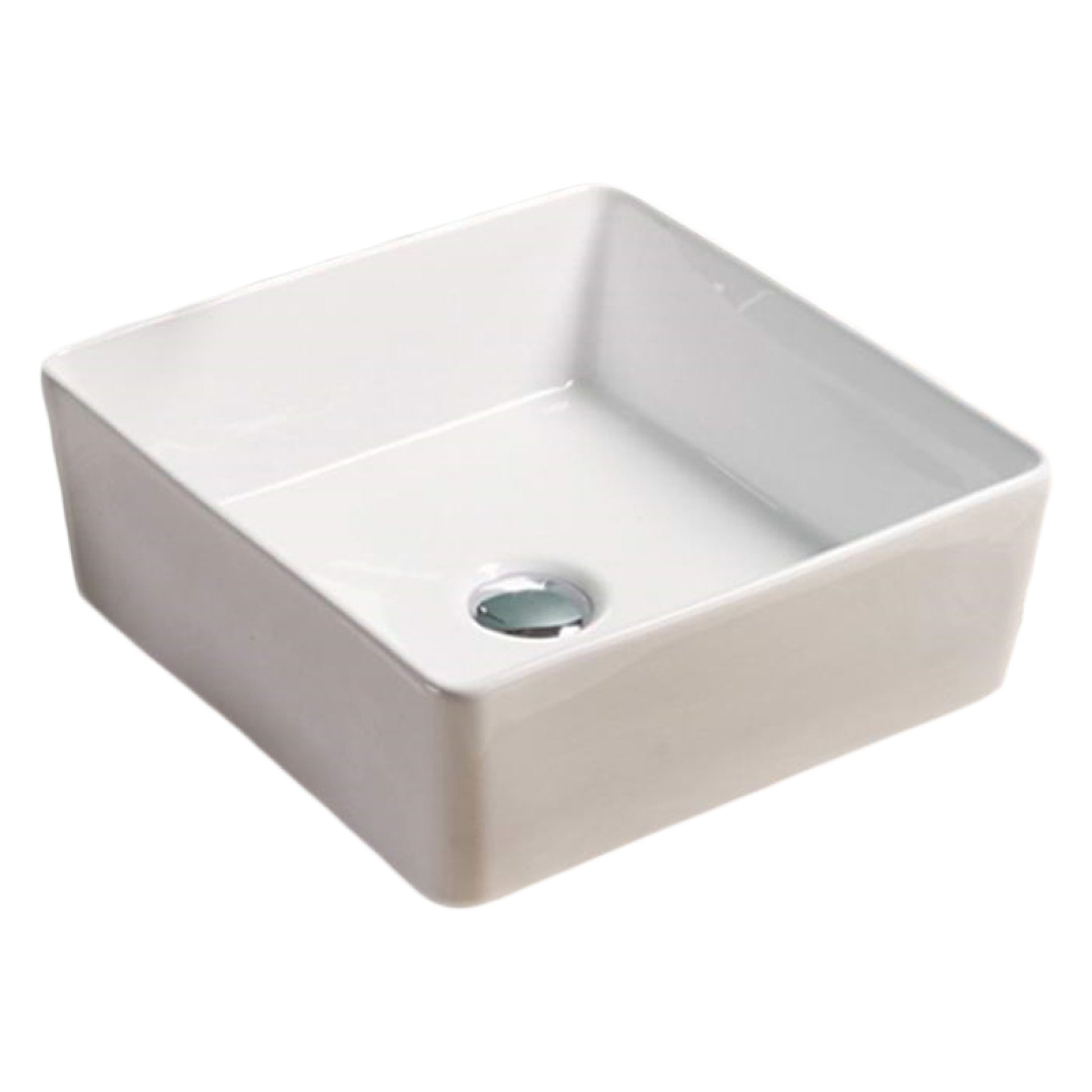 15.6-in. x 15.6-in. Square Bathroom Vessel Sink White Enamel Glaze