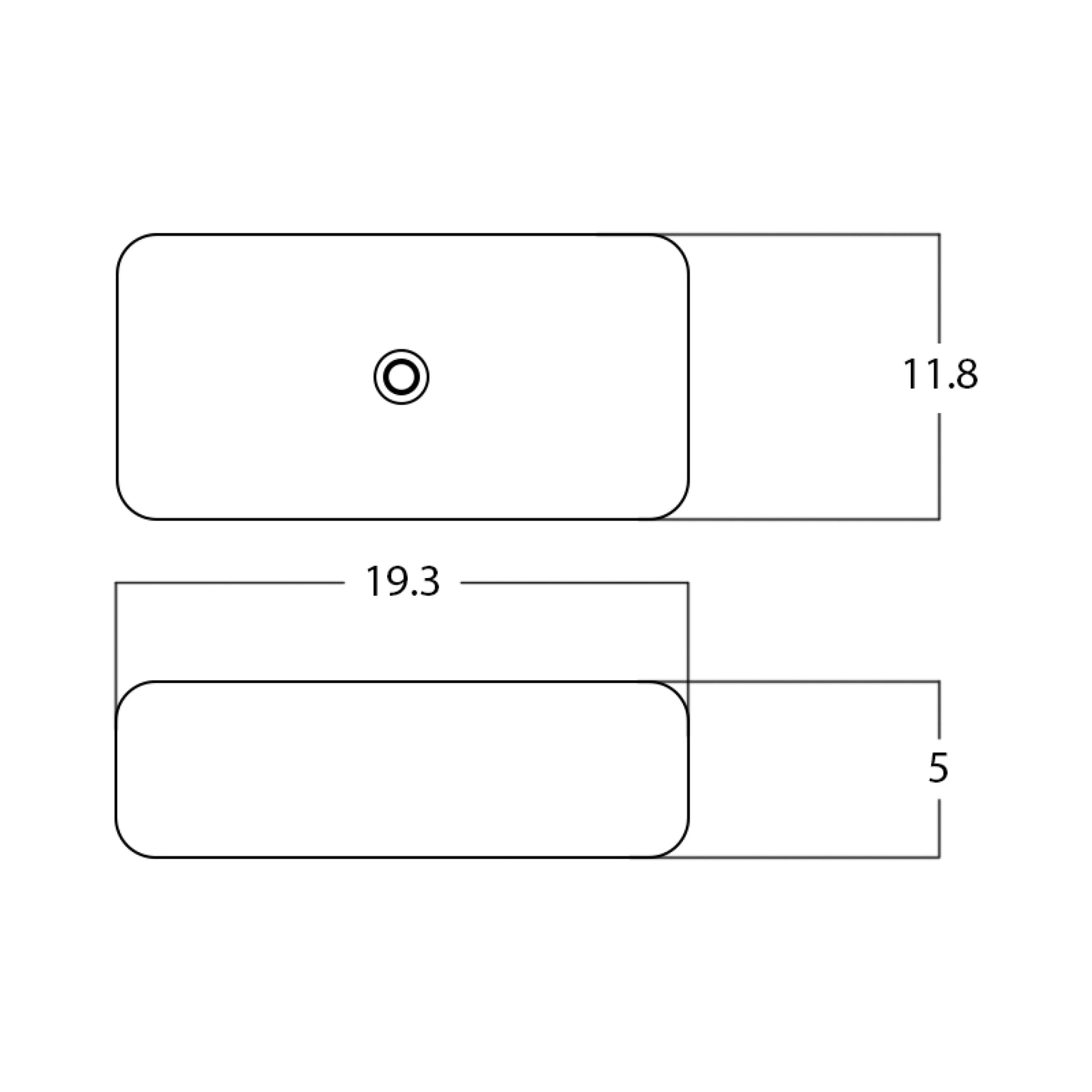 19.3-in. x 11.8-in. Rectangle Bathroom Vessel Sink White Enamel Glaze