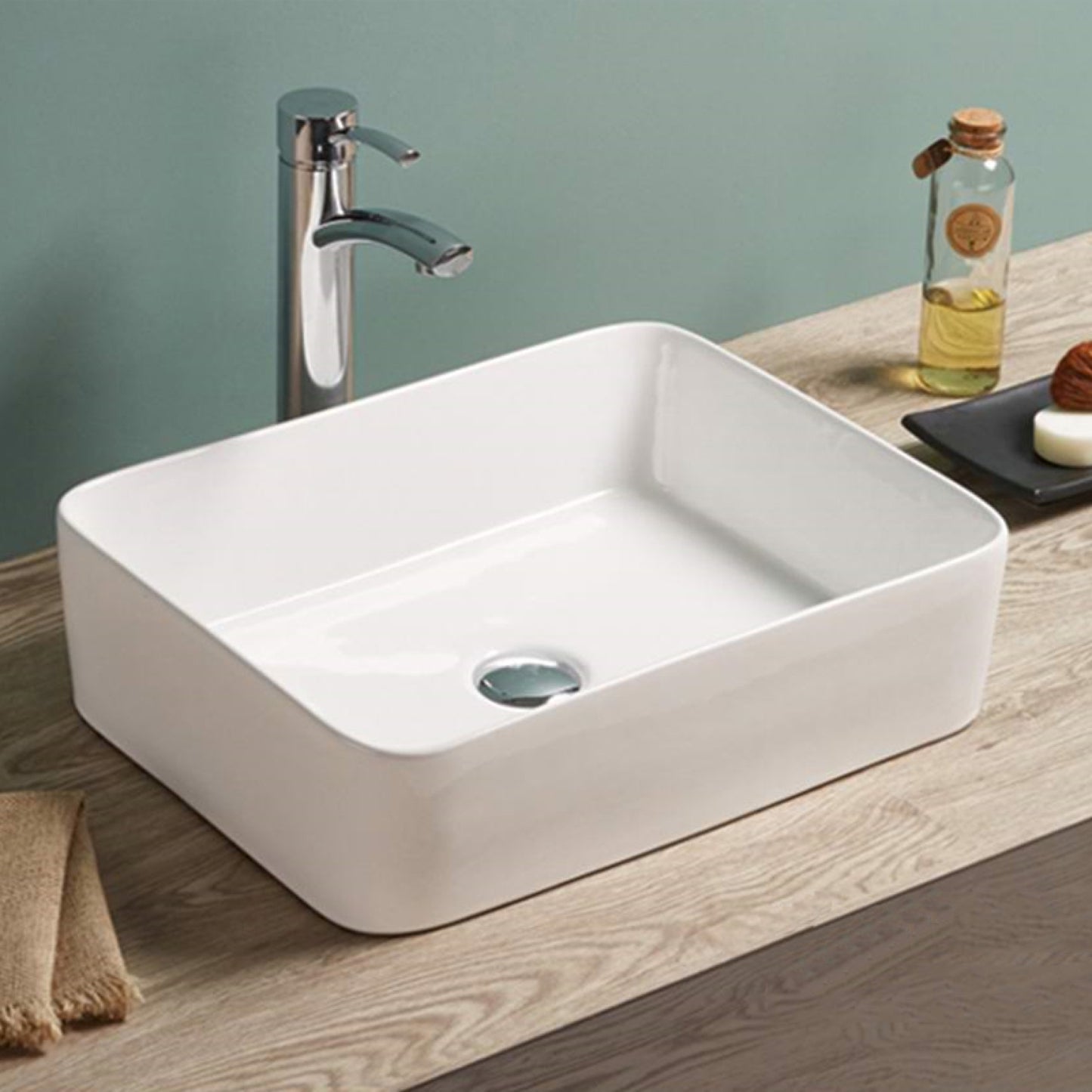 18.9-in. x 14.6-in. Rectangle Bathroom Vessel Sink White Enamel Glaze