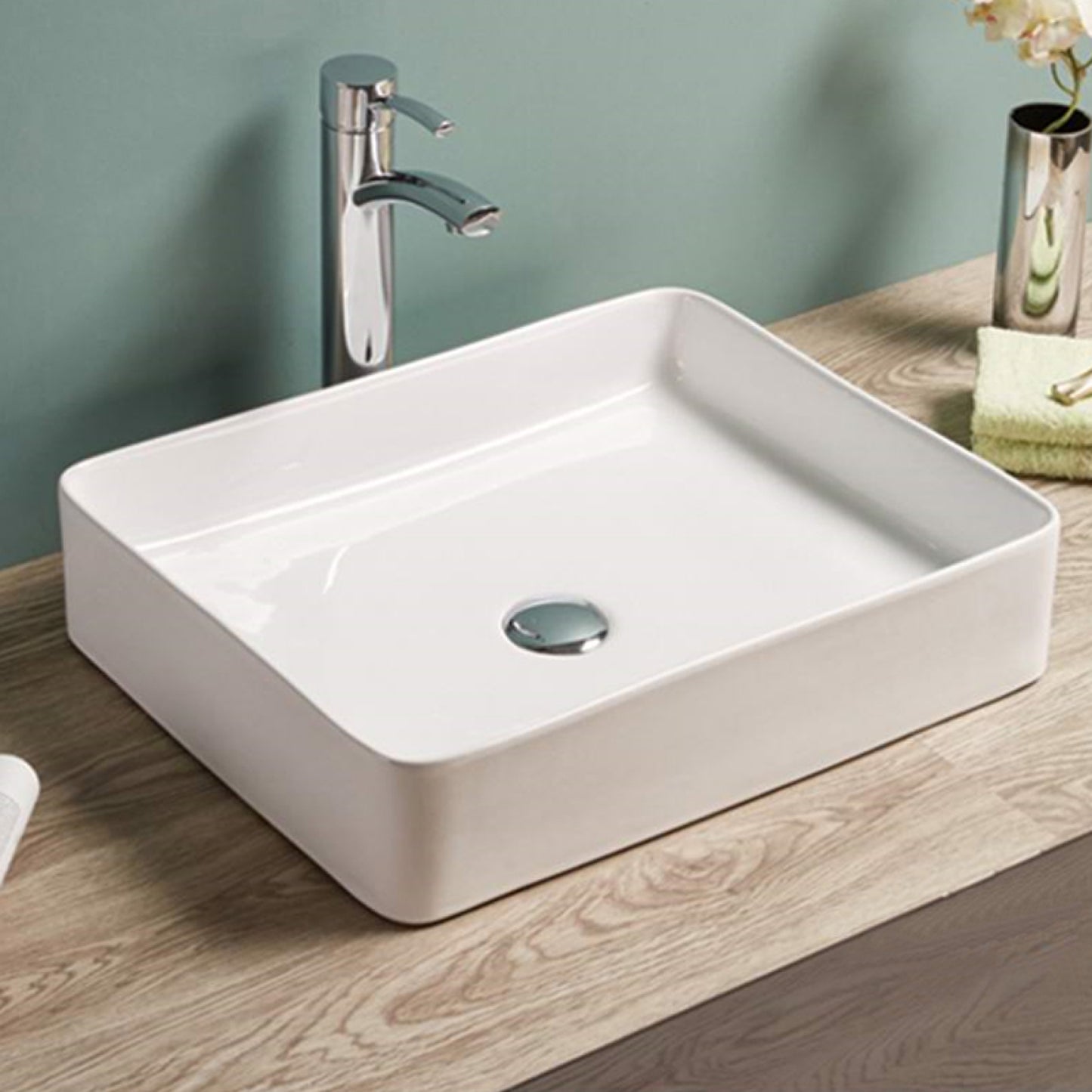 19.9-in. x 15.7-in. Rectangle Bathroom Vessel Sink White Enamel Glaze
