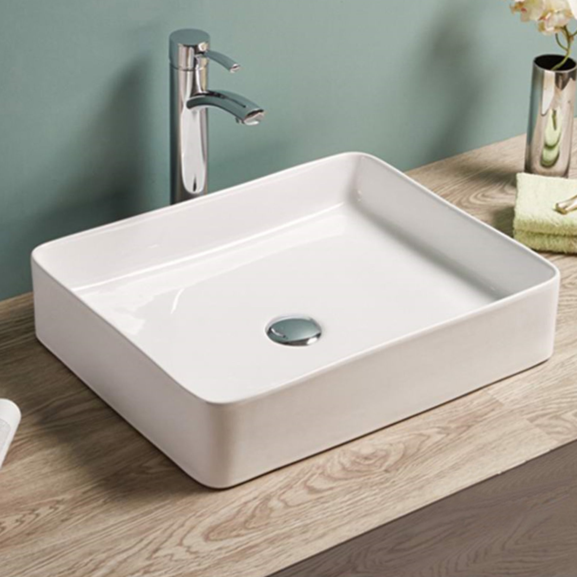 19.9-in. x 15.7-in. Rectangle Bathroom Vessel Sink White Enamel Glaze