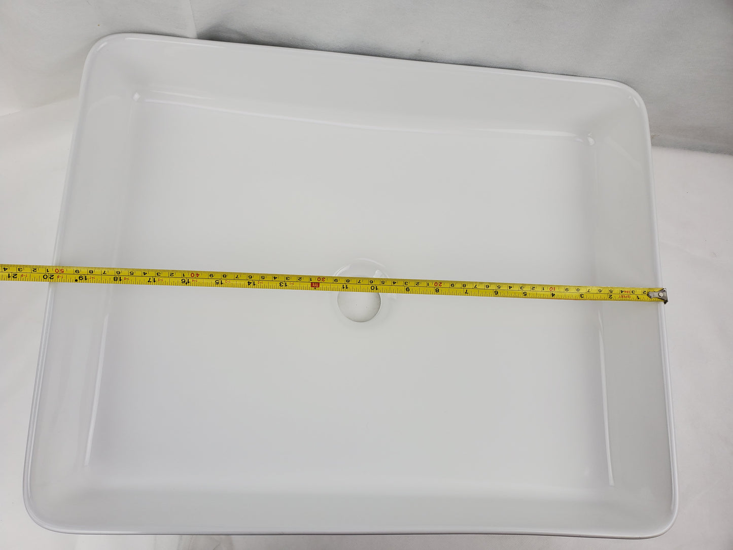 19.9-in. x 15.7-in. Rectangle Bathroom Vessel Sink White Enamel Glaze