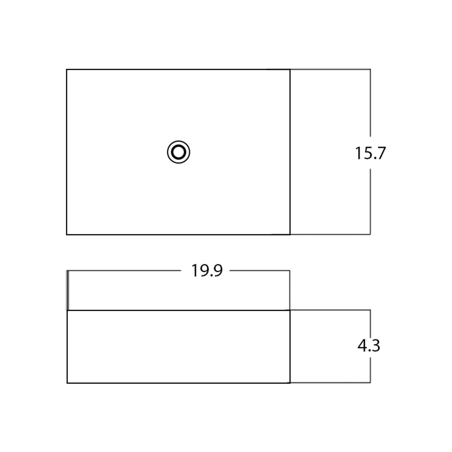 19.9-in. x 15.7-in. Rectangle Bathroom Vessel Sink White Enamel Glaze
