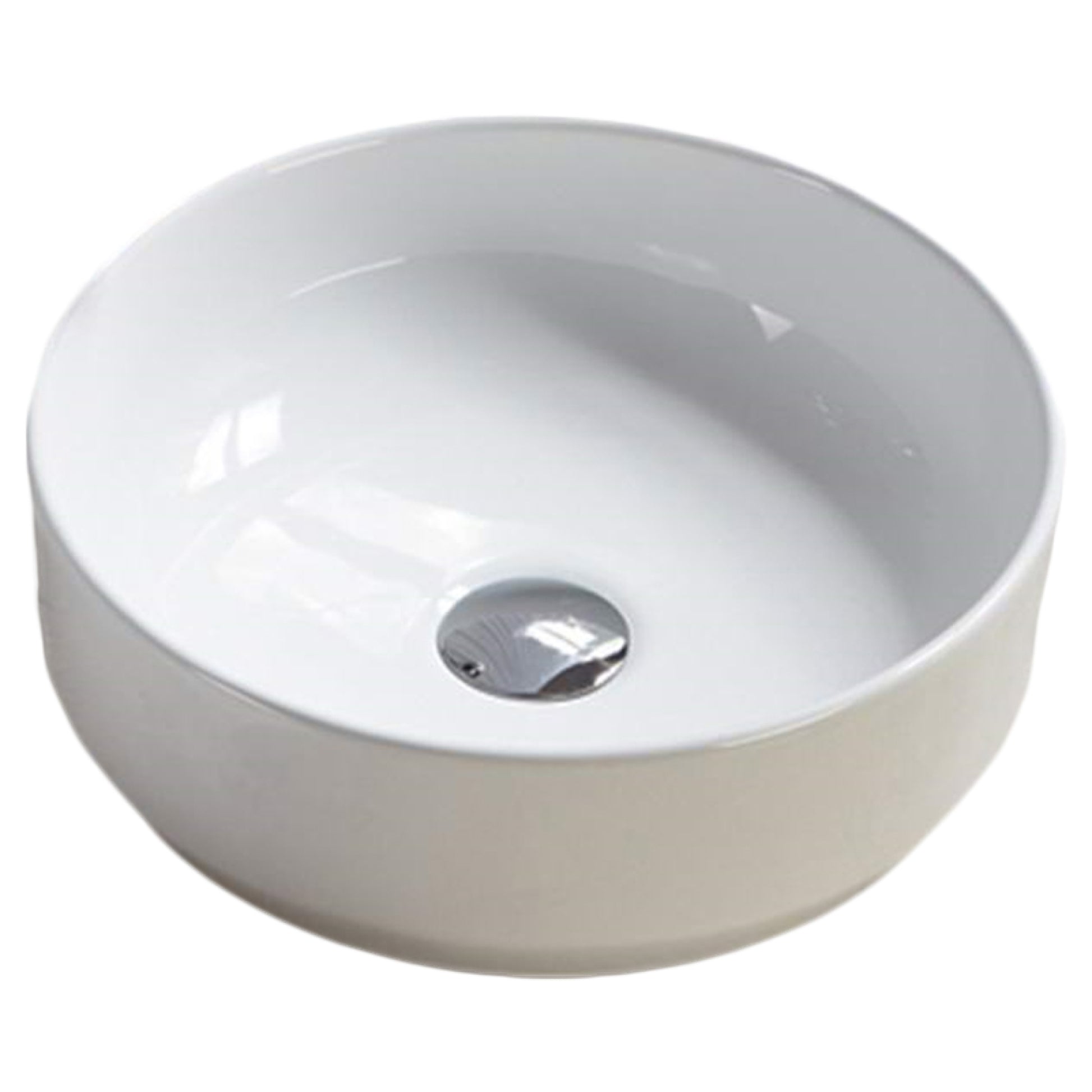 14-in. x 14-in. Round Bathroom Vessel Sink White Enamel Glaze