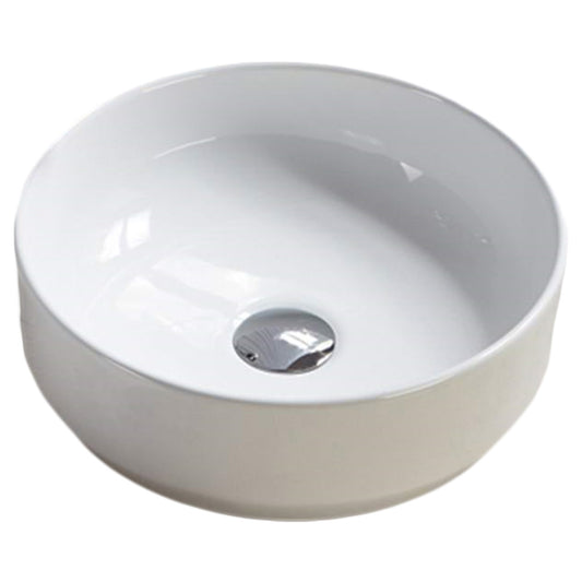 14-in. x 14-in. Round Bathroom Vessel Sink White Enamel Glaze