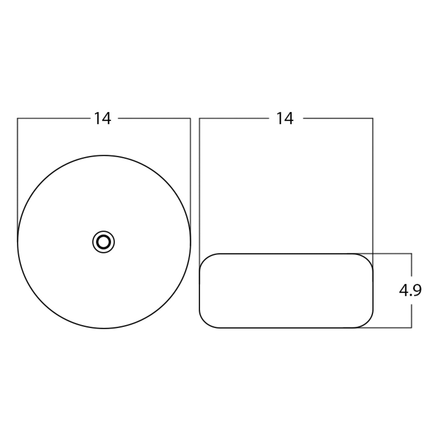 14-in. x 14-in. Round Bathroom Vessel Sink White Enamel Glaze