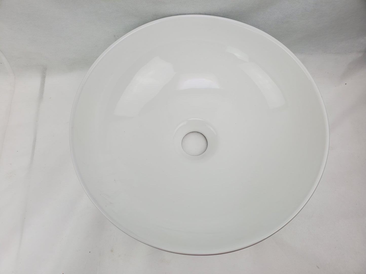 14-in. x 14-in. Round Bathroom Vessel Sink White Enamel Glaze
