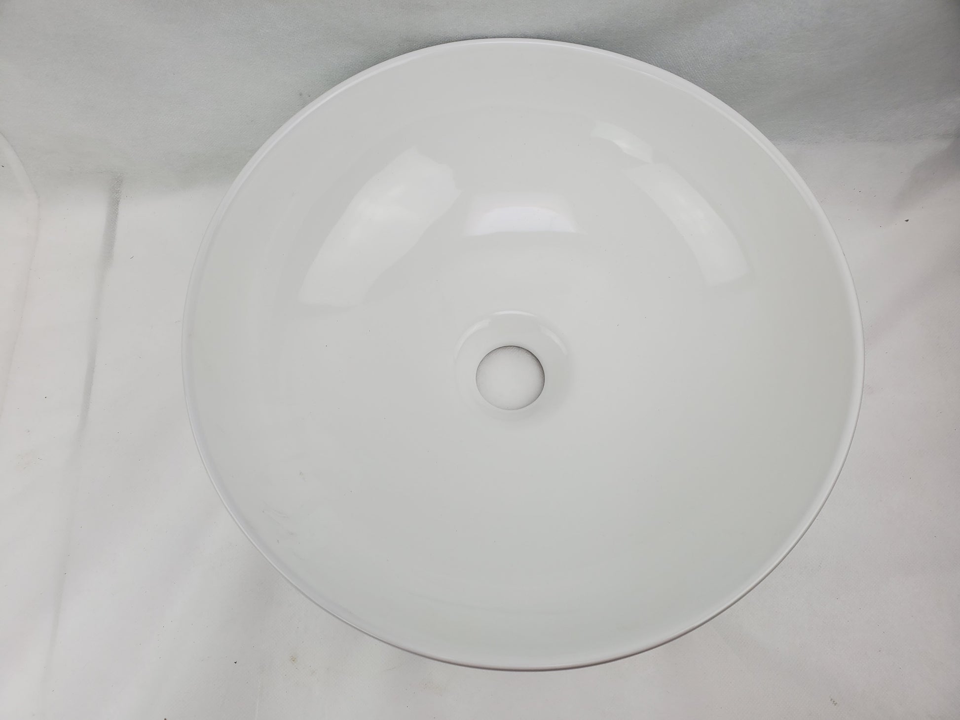 14-in. x 14-in. Round Bathroom Vessel Sink White Enamel Glaze