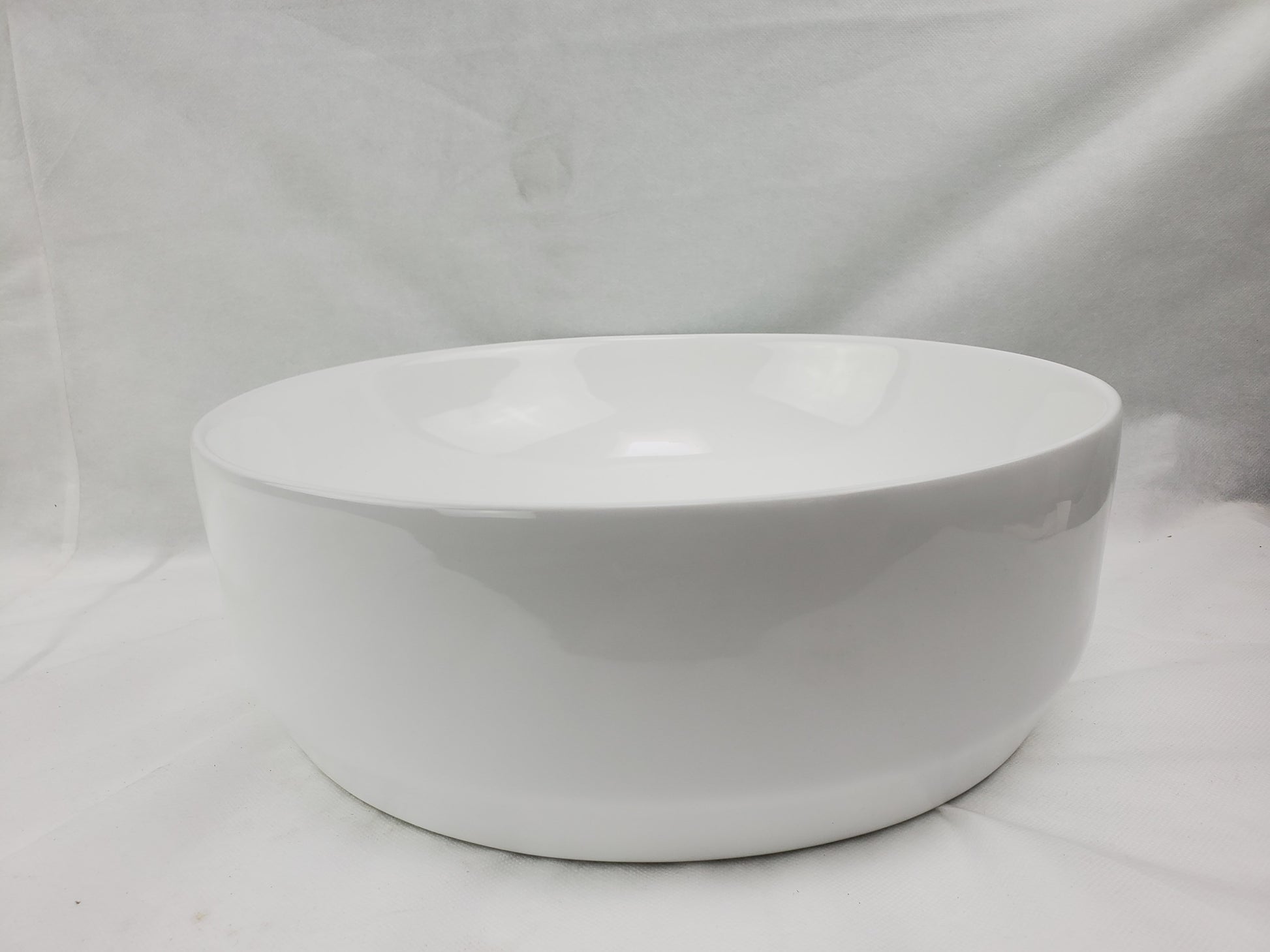 14-in. x 14-in. Round Bathroom Vessel Sink White Enamel Glaze