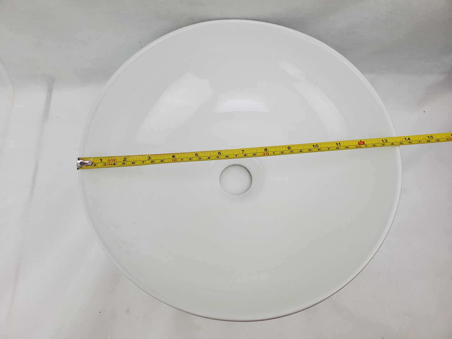 14-in. x 14-in. Round Bathroom Vessel Sink White Enamel Glaze