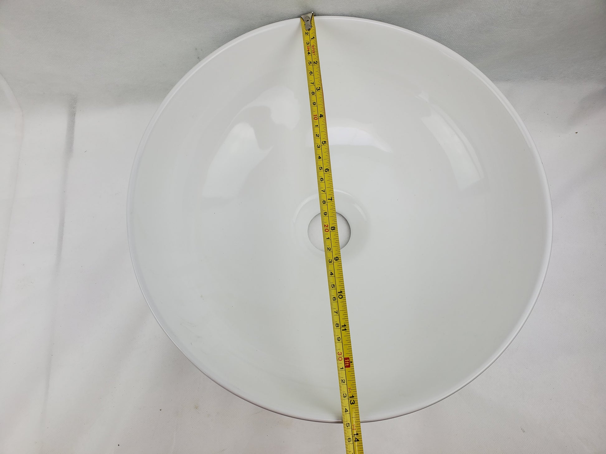 14-in. x 14-in. Round Bathroom Vessel Sink White Enamel Glaze