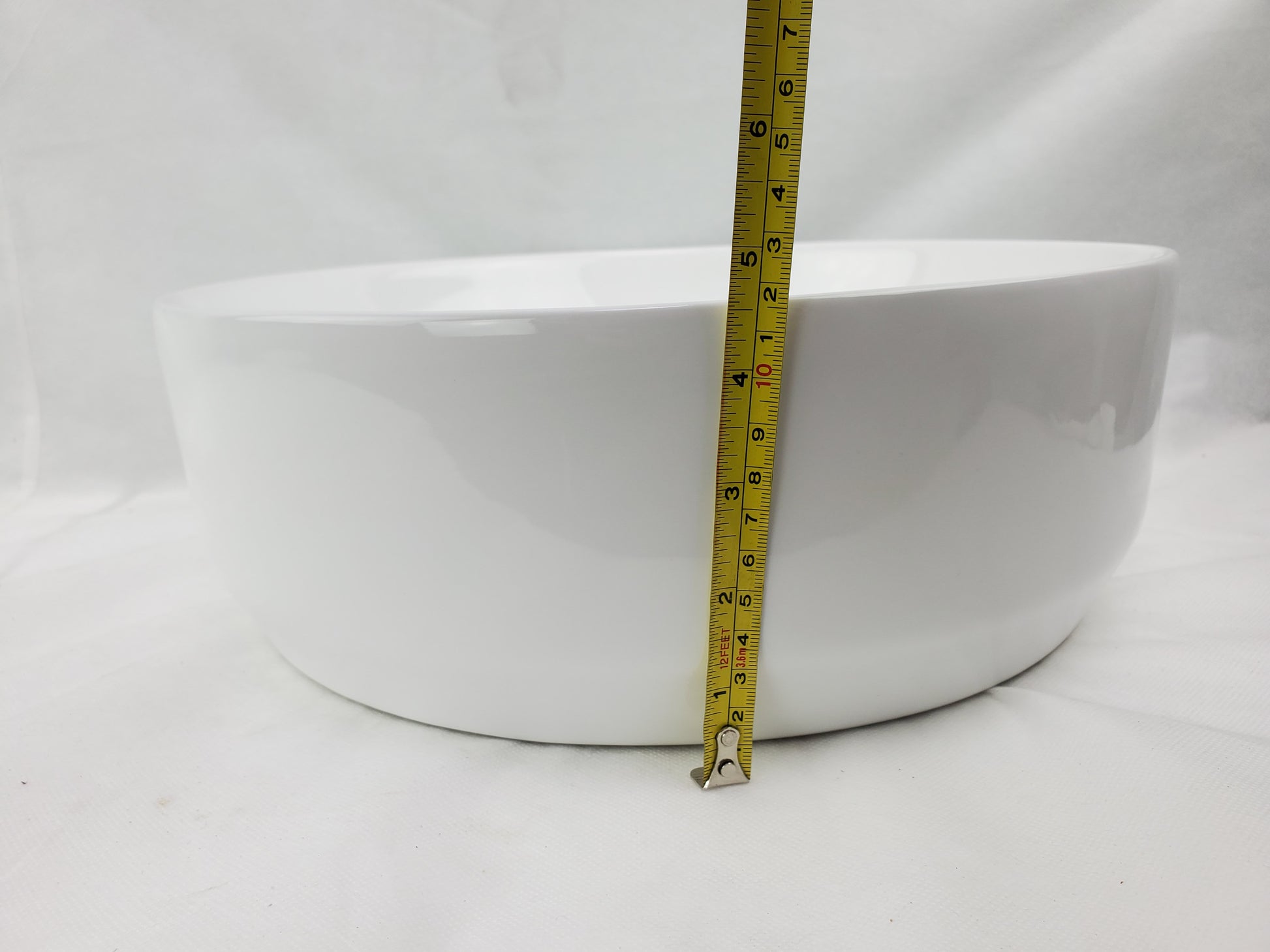 14-in. x 14-in. Round Bathroom Vessel Sink White Enamel Glaze