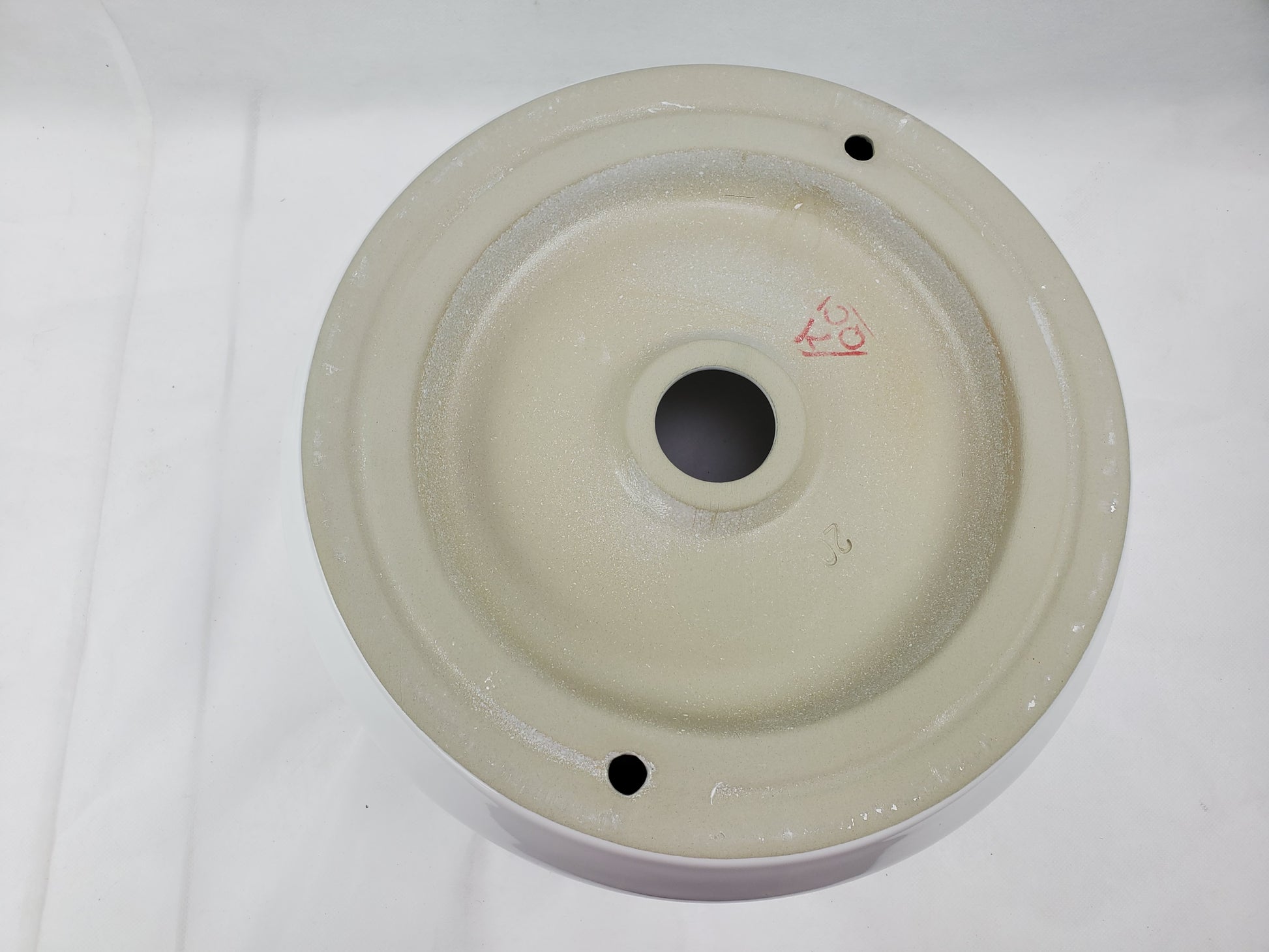 14-in. x 14-in. Round Bathroom Vessel Sink White Enamel Glaze