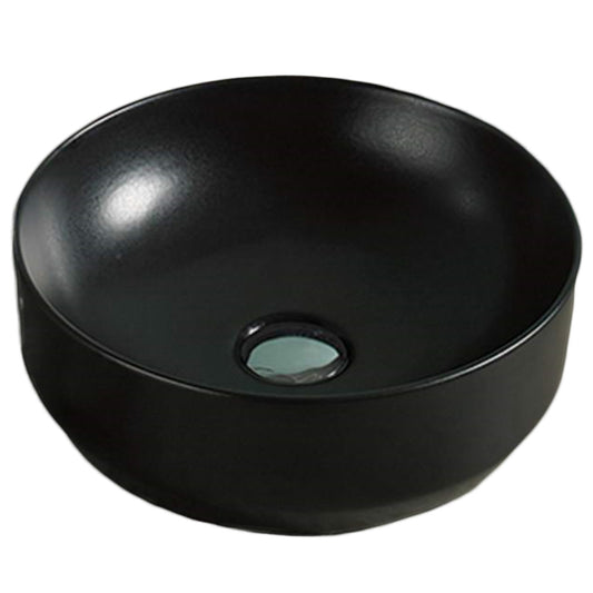 13.8-in. x 13.8-in. Round Bathroom Vessel Sink Black Enamel Glaze