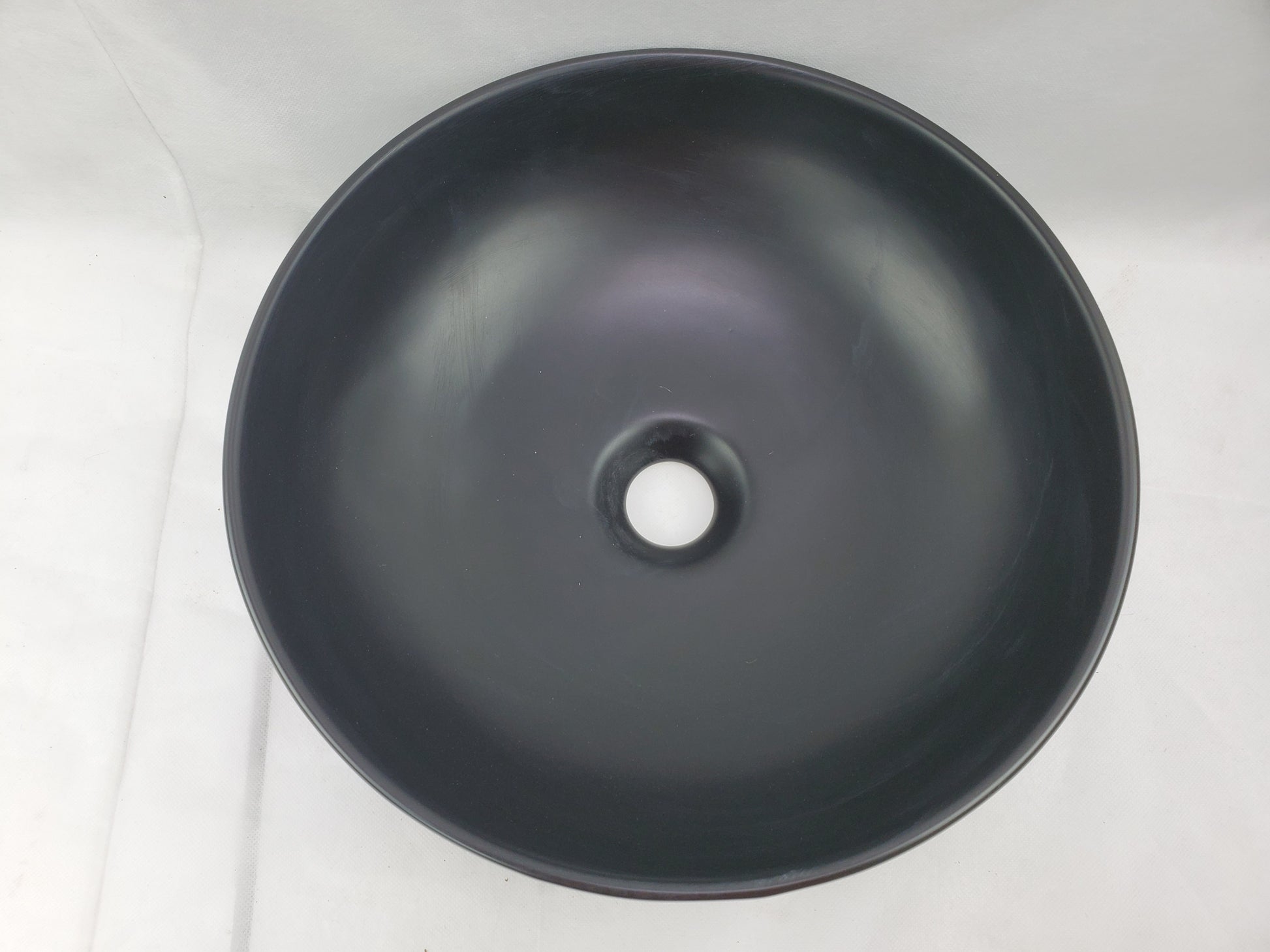 13.8-in. x 13.8-in. Round Bathroom Vessel Sink Black Enamel Glaze