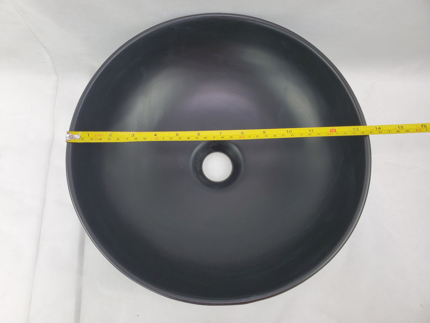 13.8-in. x 13.8-in. Round Bathroom Vessel Sink Black Enamel Glaze