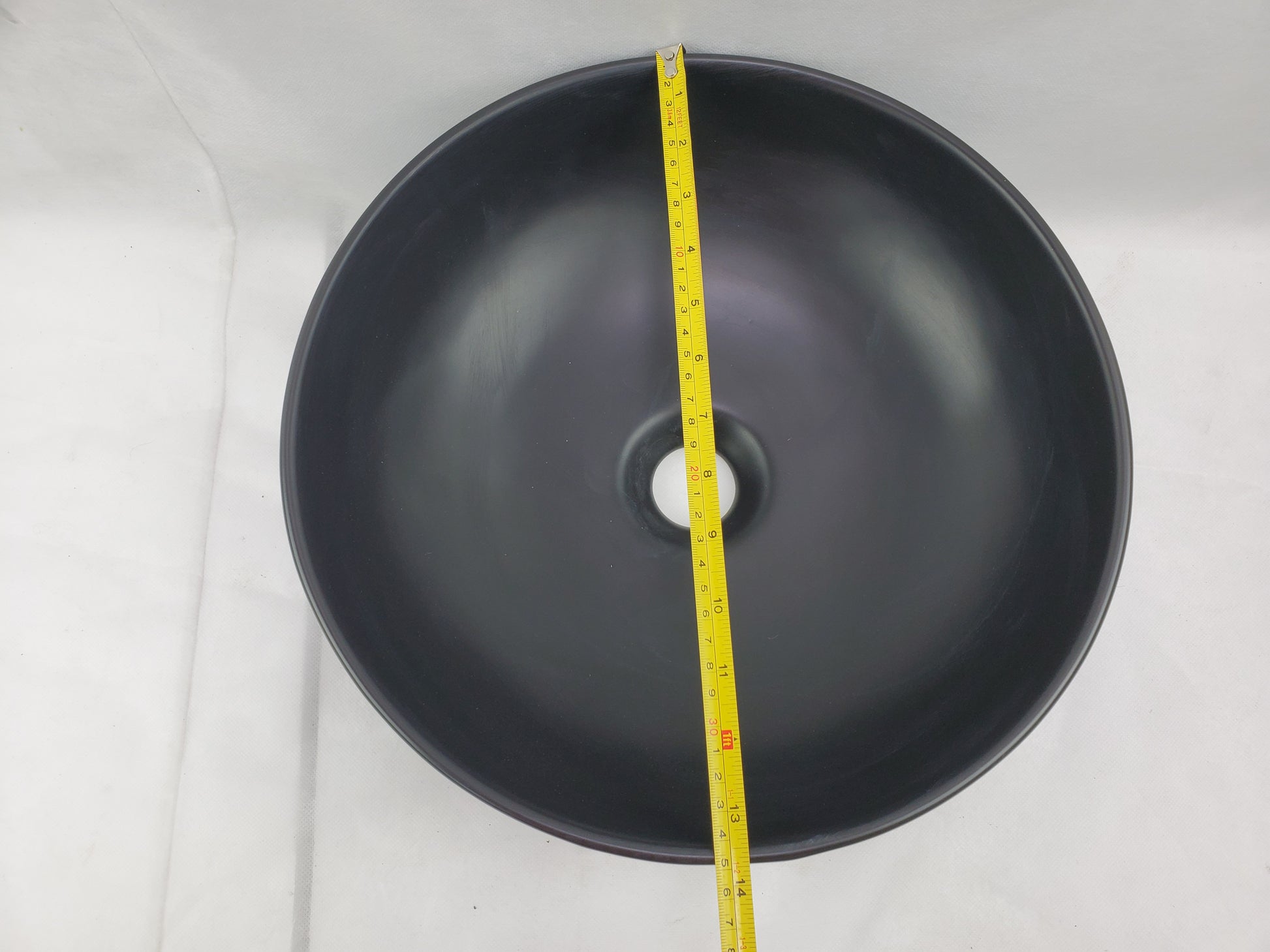 13.8-in. x 13.8-in. Round Bathroom Vessel Sink Black Enamel Glaze