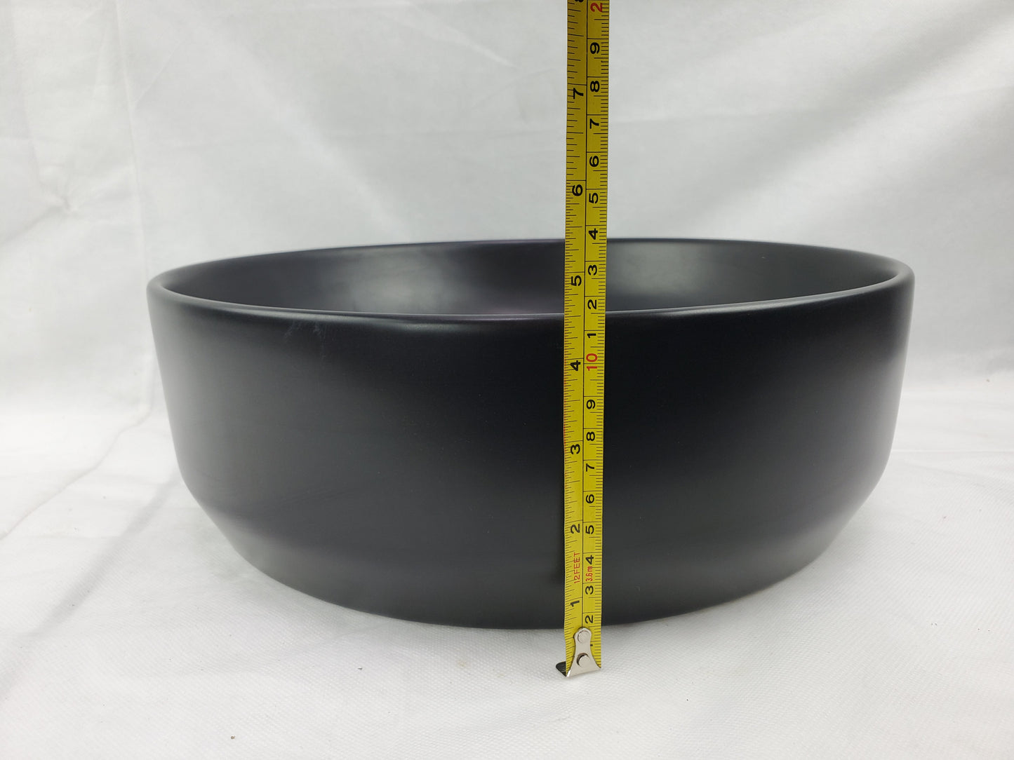 13.8-in. x 13.8-in. Round Bathroom Vessel Sink Black Enamel Glaze