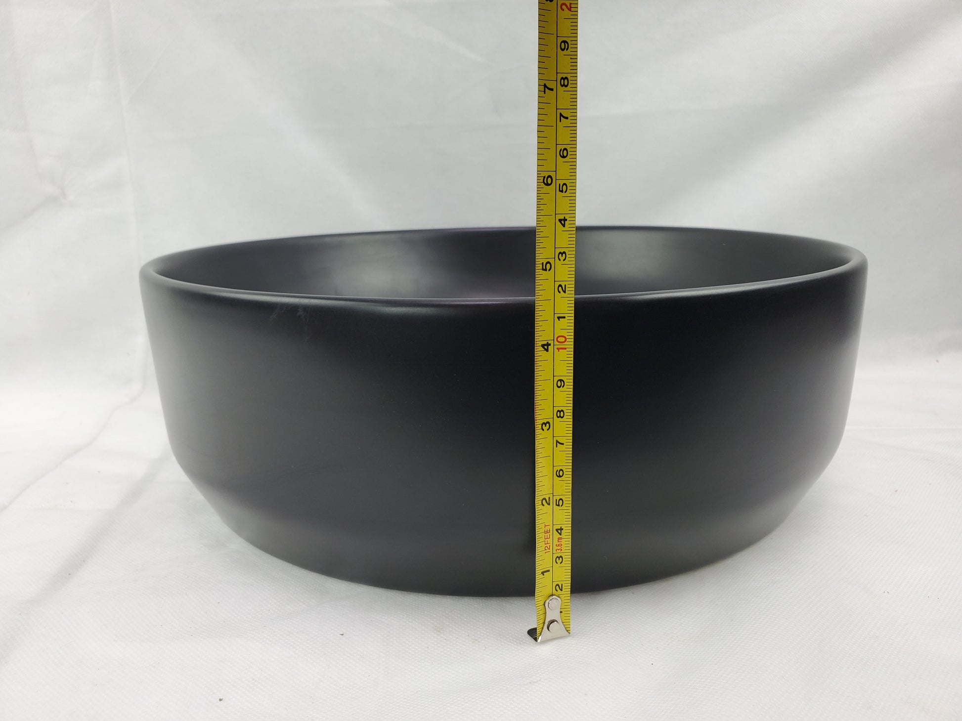13.8-in. x 13.8-in. Round Bathroom Vessel Sink Black Enamel Glaze