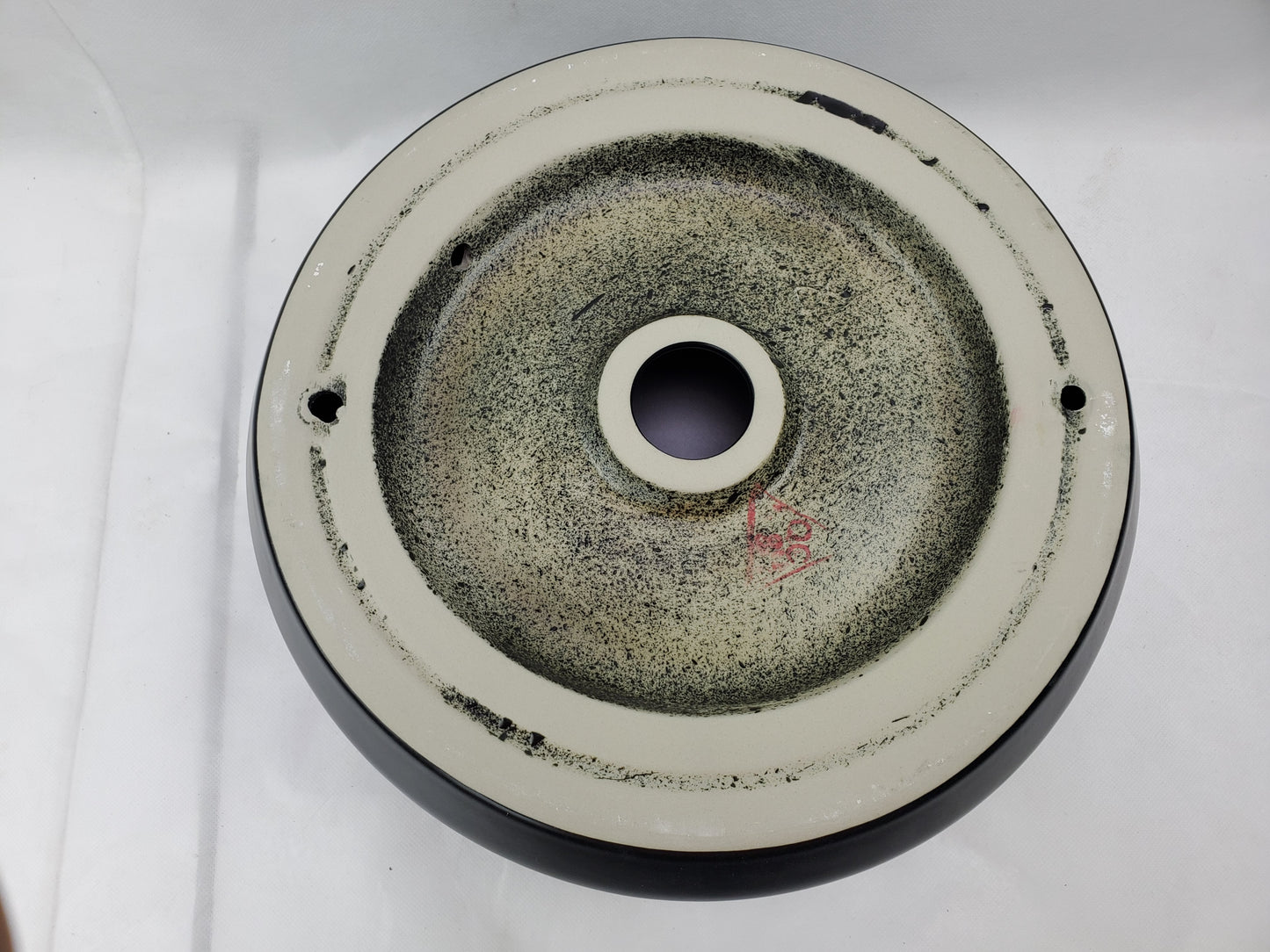 13.8-in. x 13.8-in. Round Bathroom Vessel Sink Black Enamel Glaze