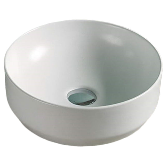 13.8-in. x 13.8-in. Round Bathroom Vessel Sink White Enamel Glaze