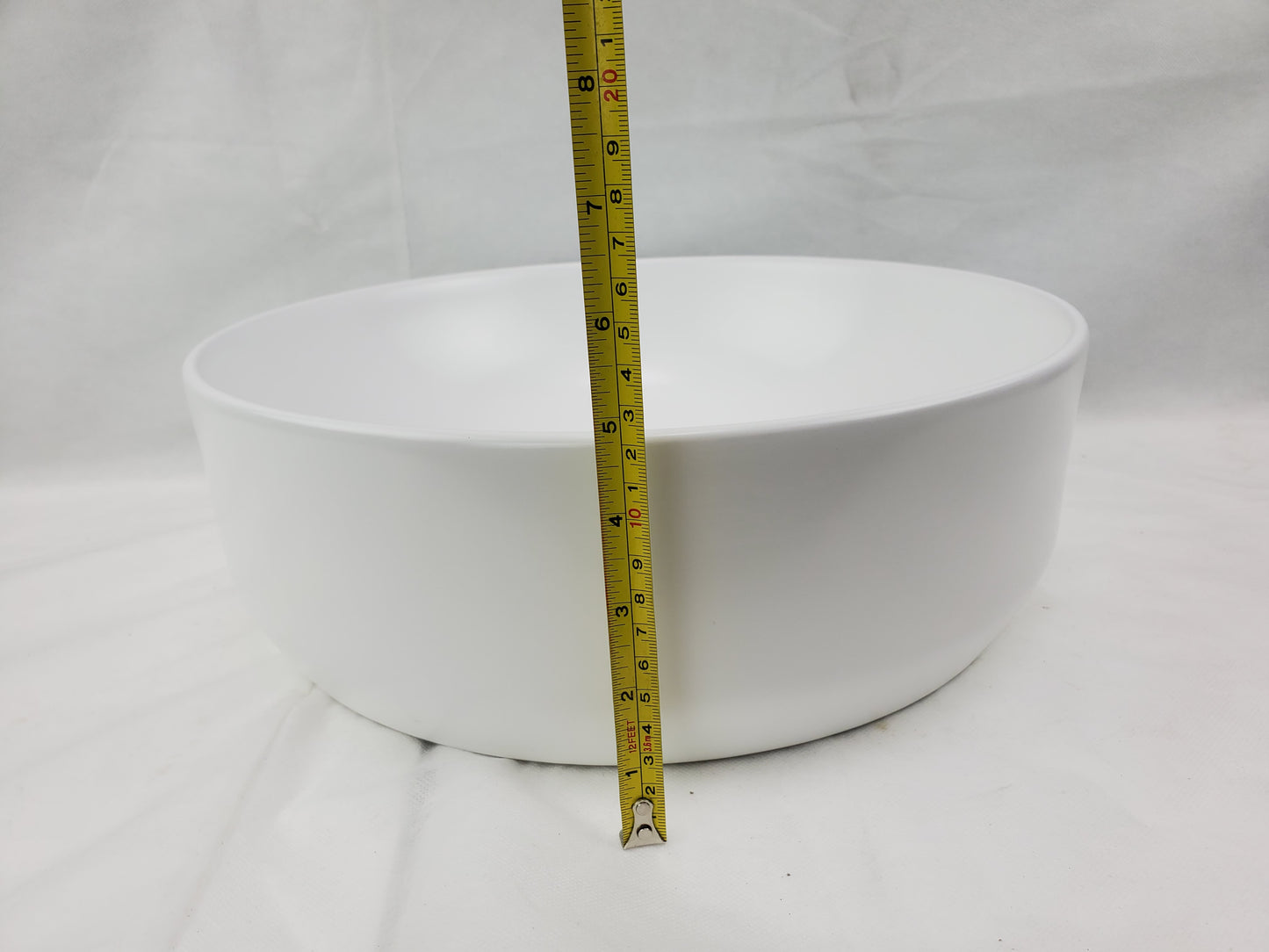 13.8-in. x 13.8-in. Round Bathroom Vessel Sink White Enamel Glaze