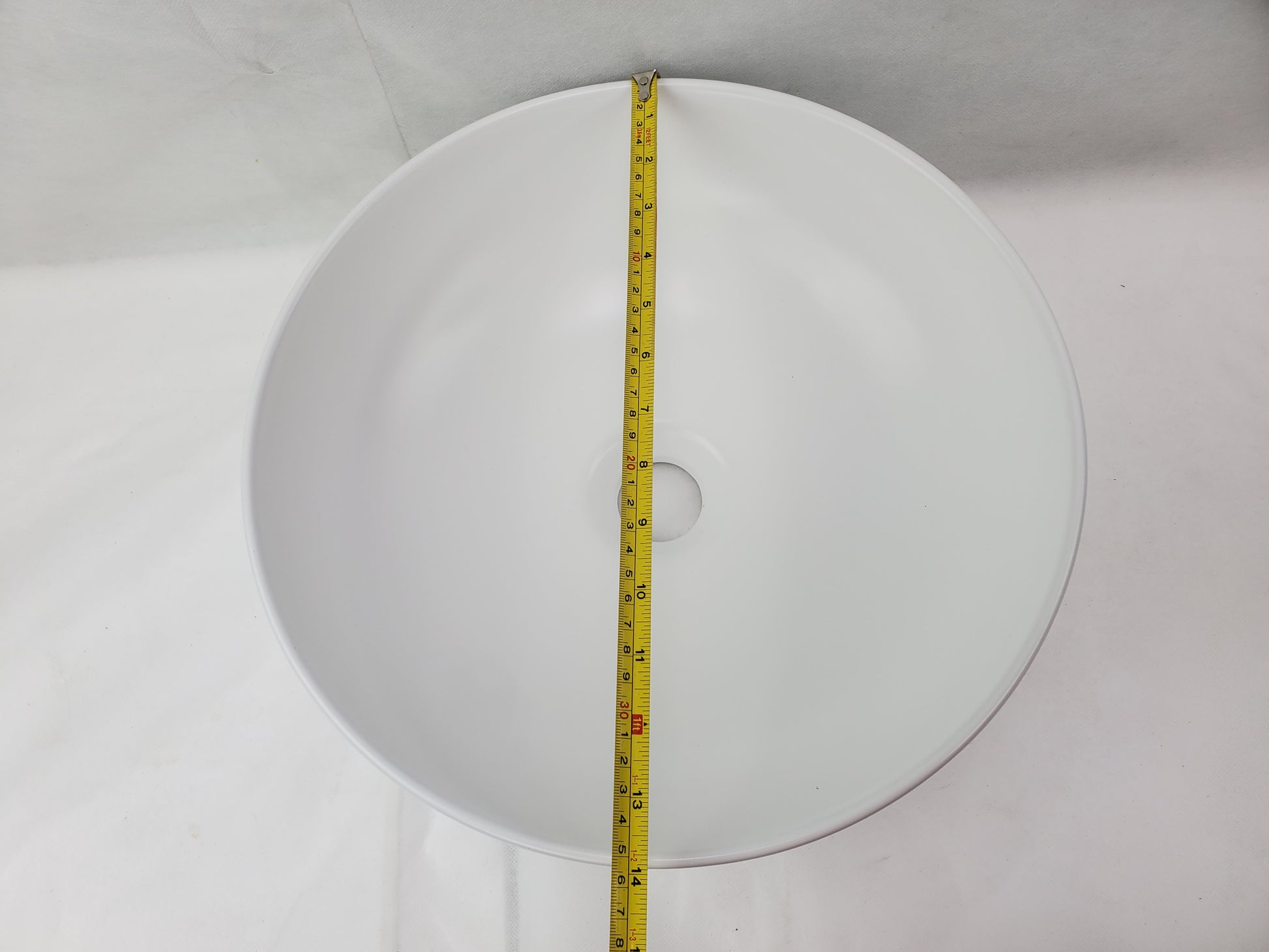 13.8-in. x 13.8-in. Round Bathroom Vessel Sink White Enamel Glaze