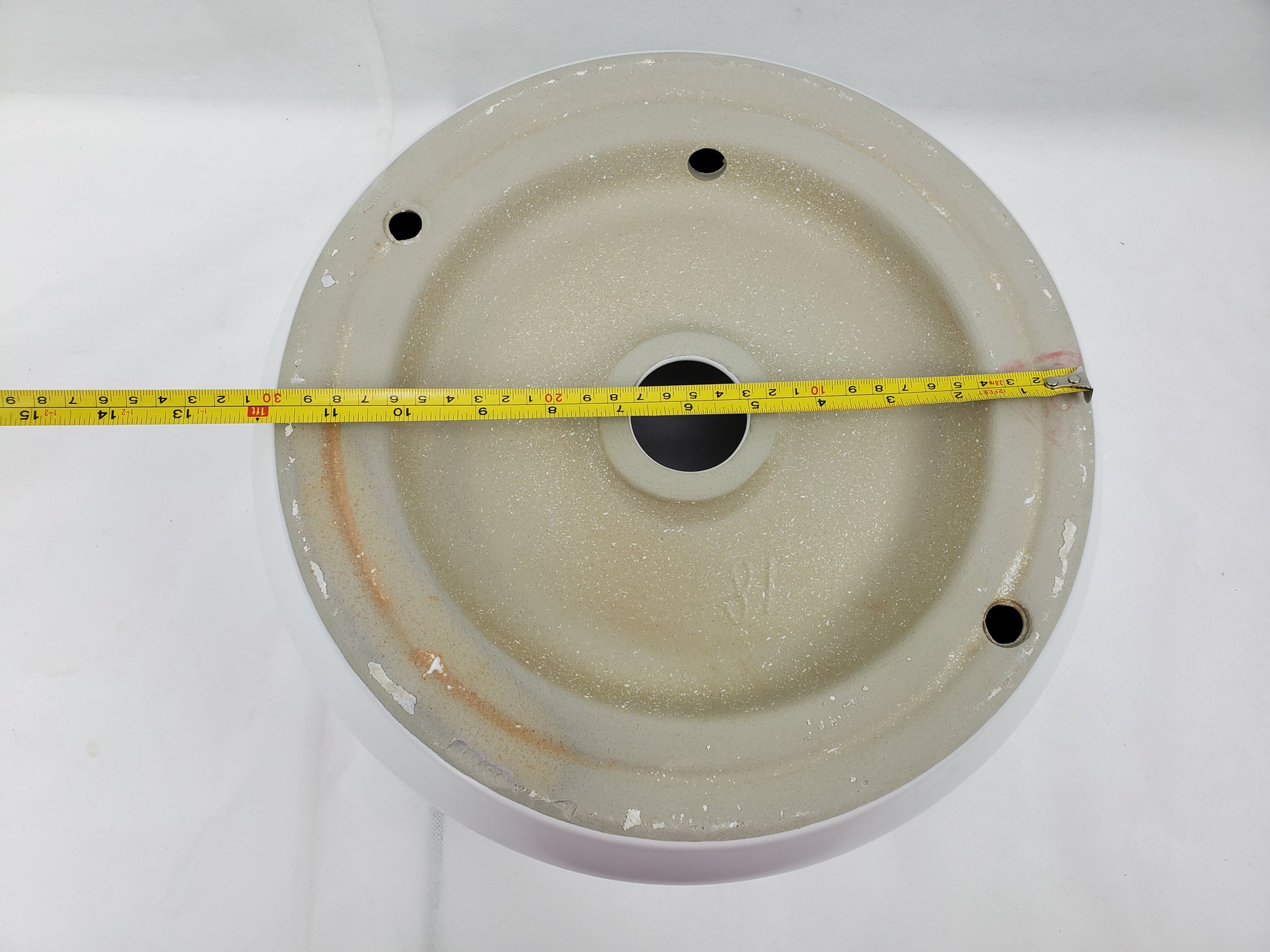 13.8-in. x 13.8-in. Round Bathroom Vessel Sink White Enamel Glaze