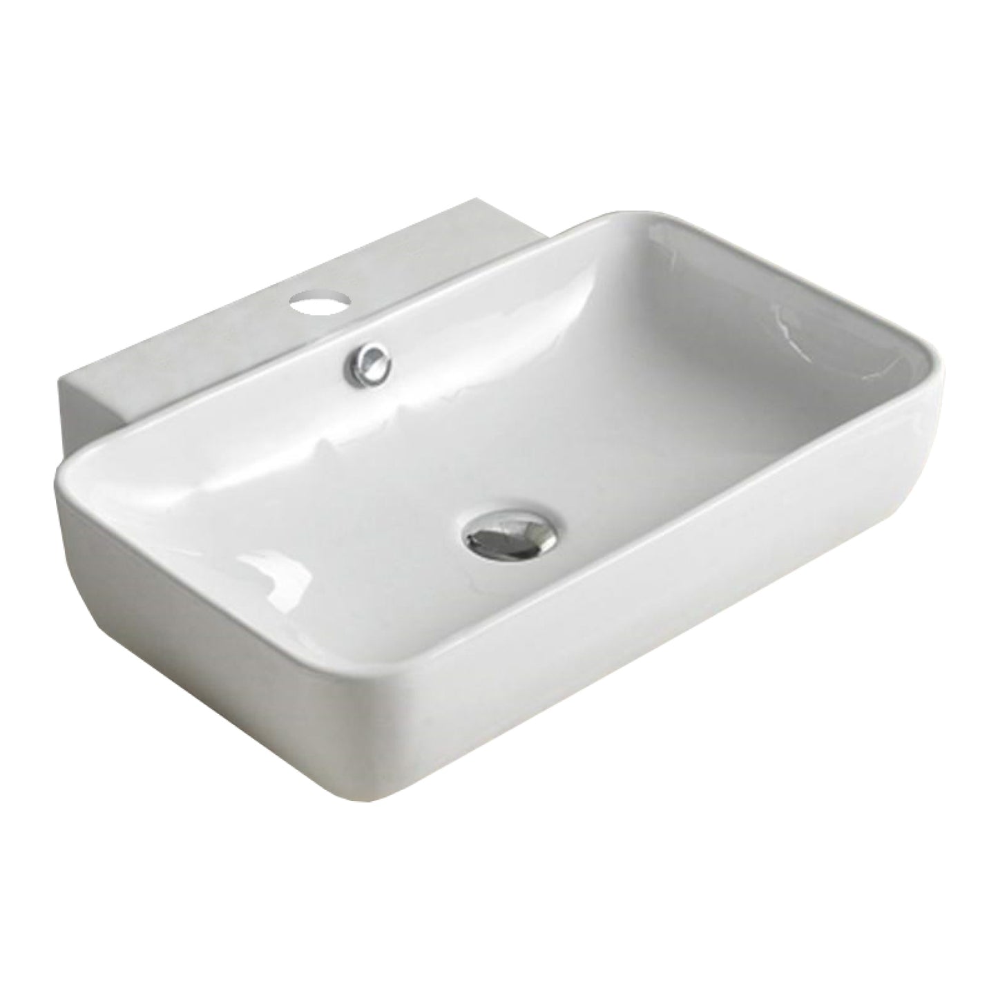 23.2-in. x 17-in. Rectangle Bathroom Vessel Sink White Enamel Glaze