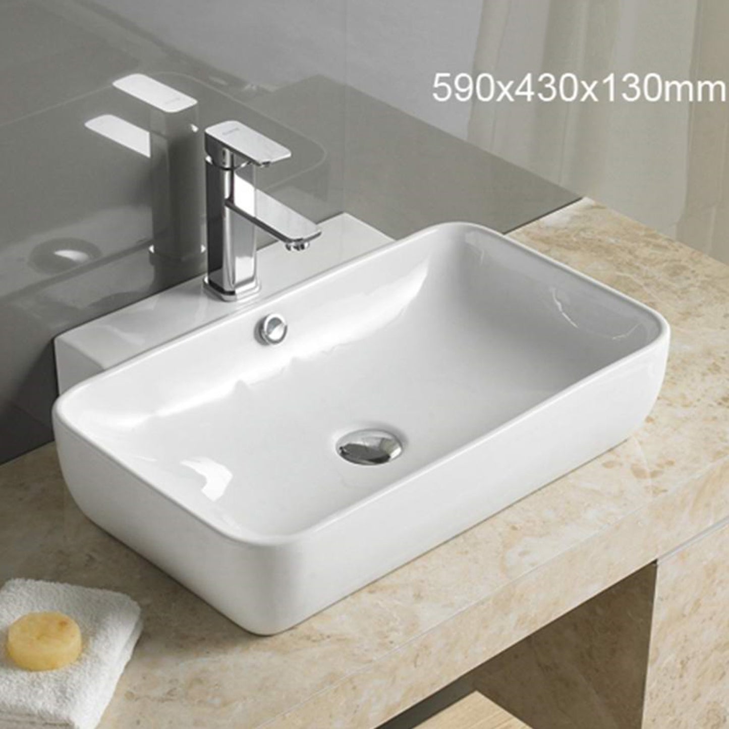 23.2-in. x 17-in. Rectangle Bathroom Vessel Sink White Enamel Glaze