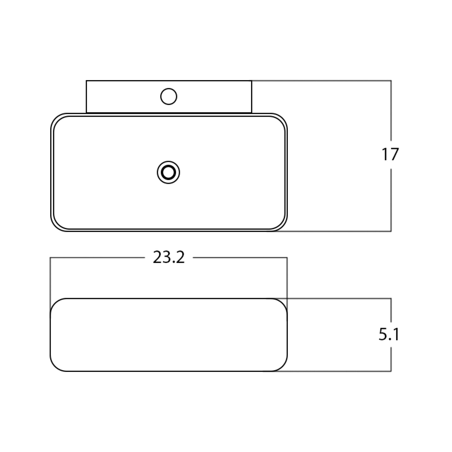 23.2-in. x 17-in. Rectangle Bathroom Vessel Sink White Enamel Glaze