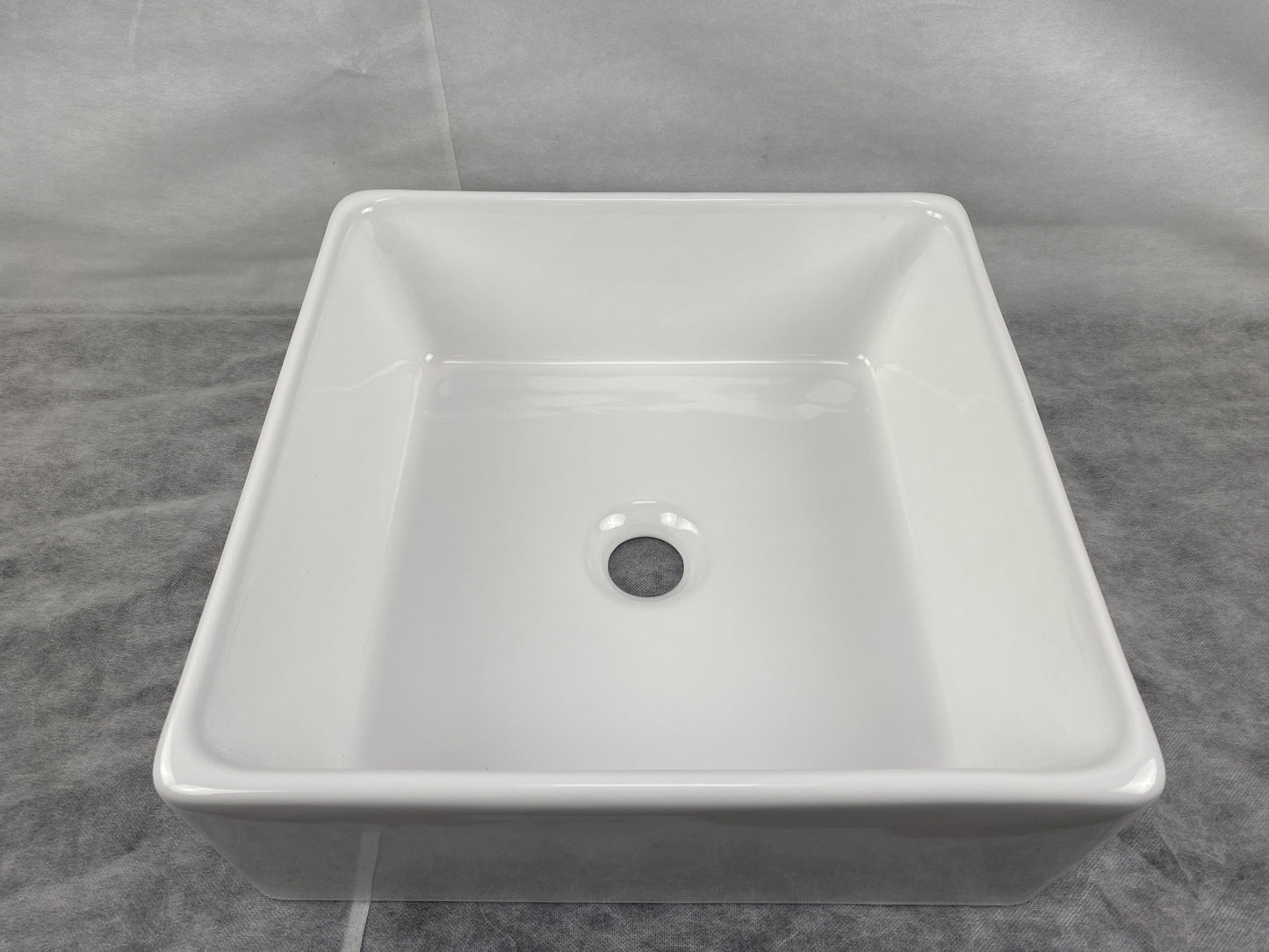 15-in. x 15-in. Square Bathroom Vessel Sink White Enamel Glaze