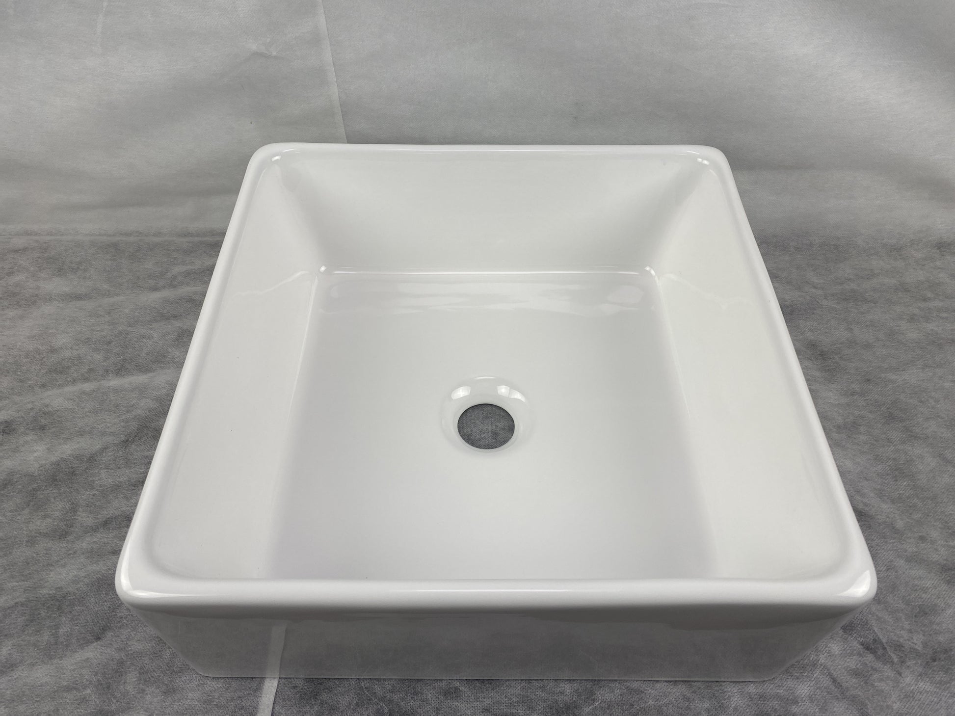 15-in. x 15-in. Square Bathroom Vessel Sink White Enamel Glaze