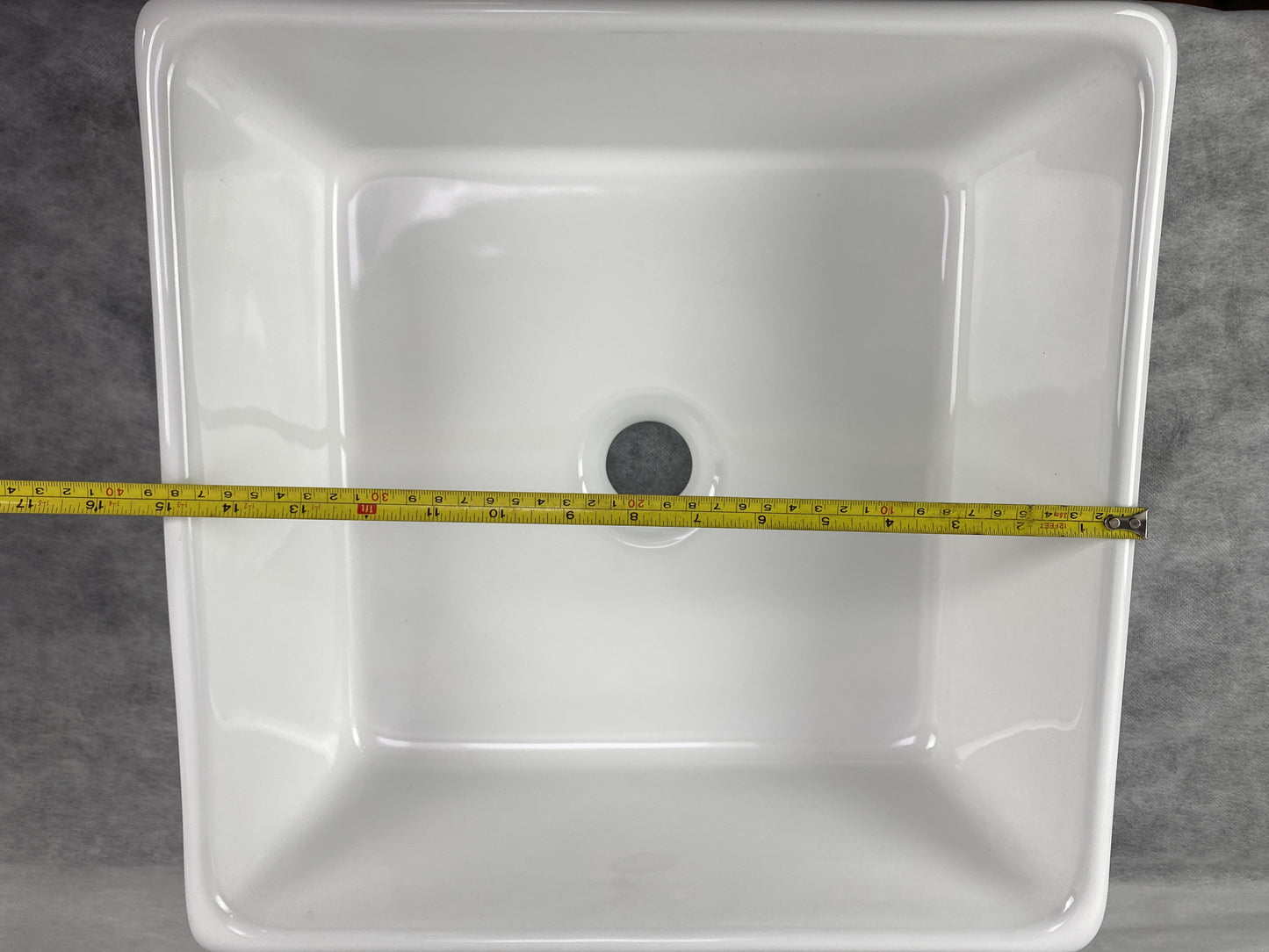 15-in. x 15-in. Square Bathroom Vessel Sink White Enamel Glaze