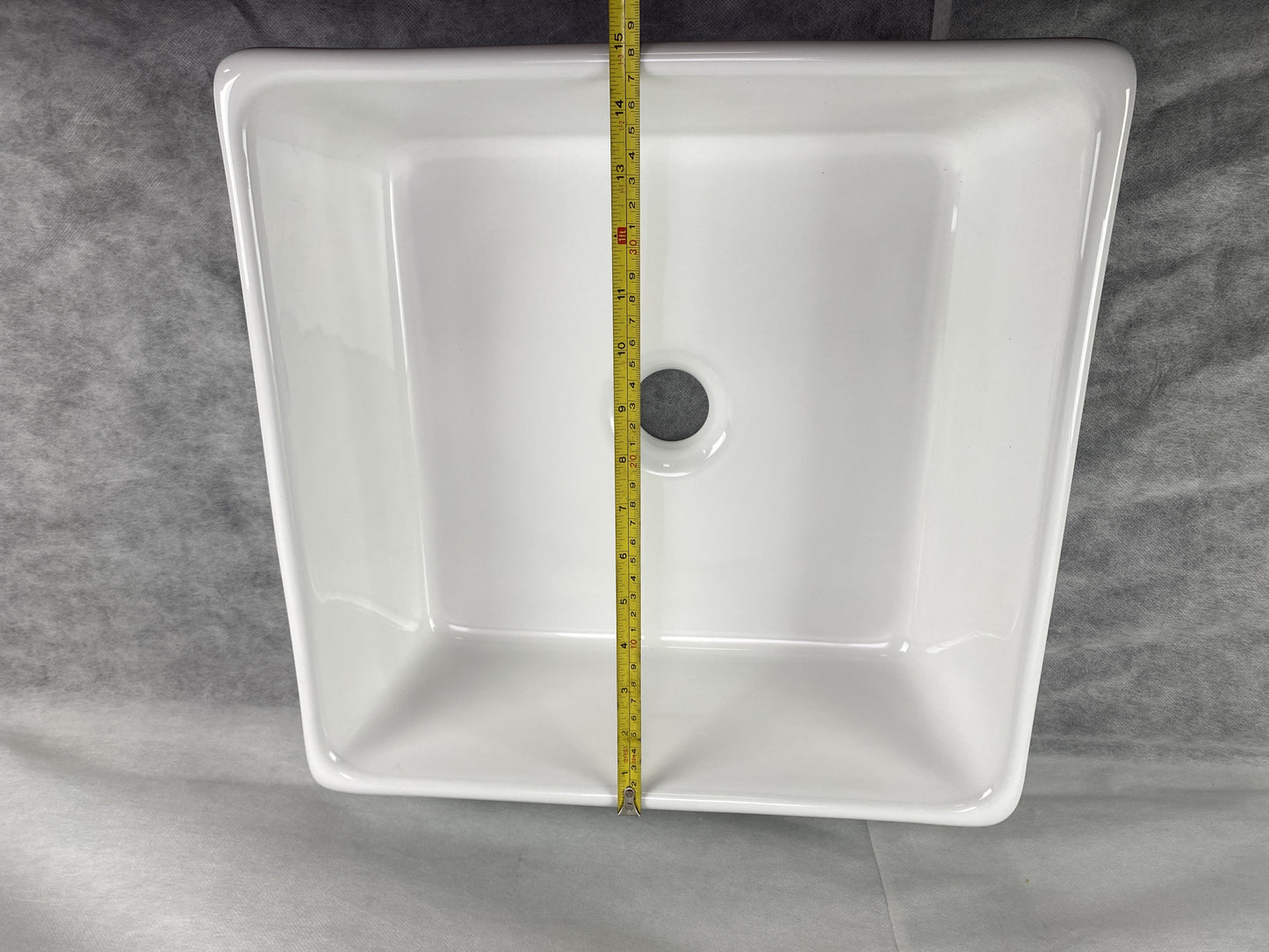 15-in. x 15-in. Square Bathroom Vessel Sink White Enamel Glaze