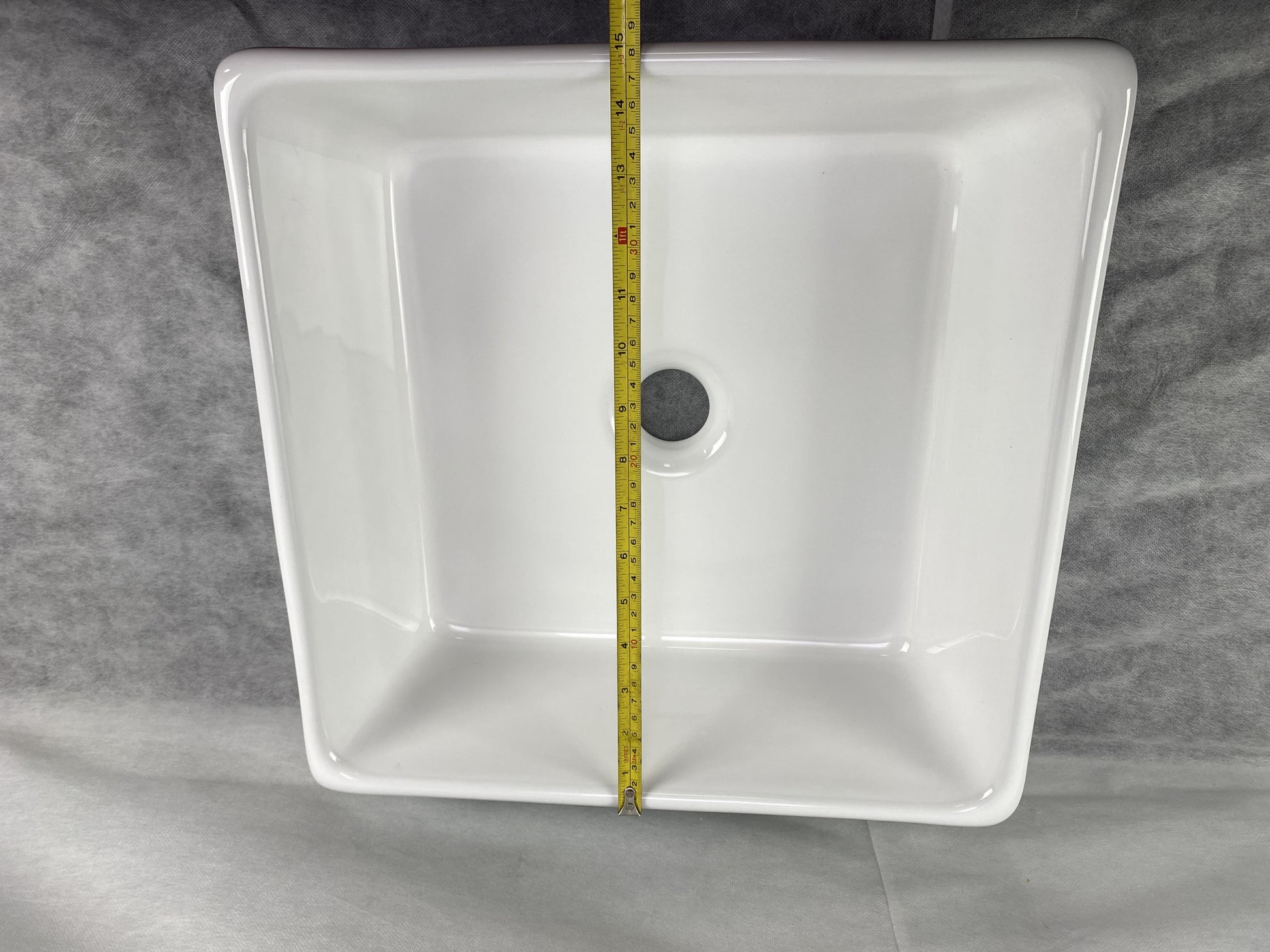 15-in. x 15-in. Square Bathroom Vessel Sink White Enamel Glaze