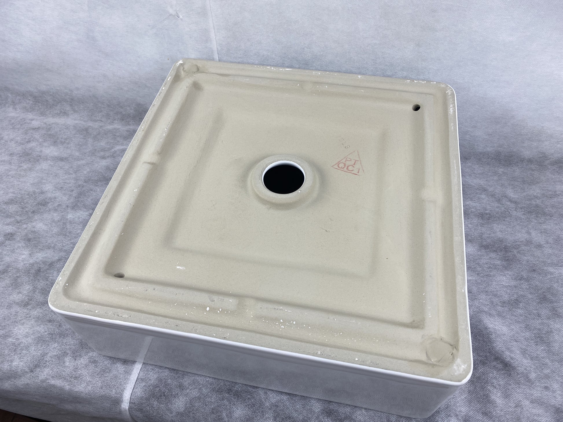 15-in. x 15-in. Square Bathroom Vessel Sink White Enamel Glaze