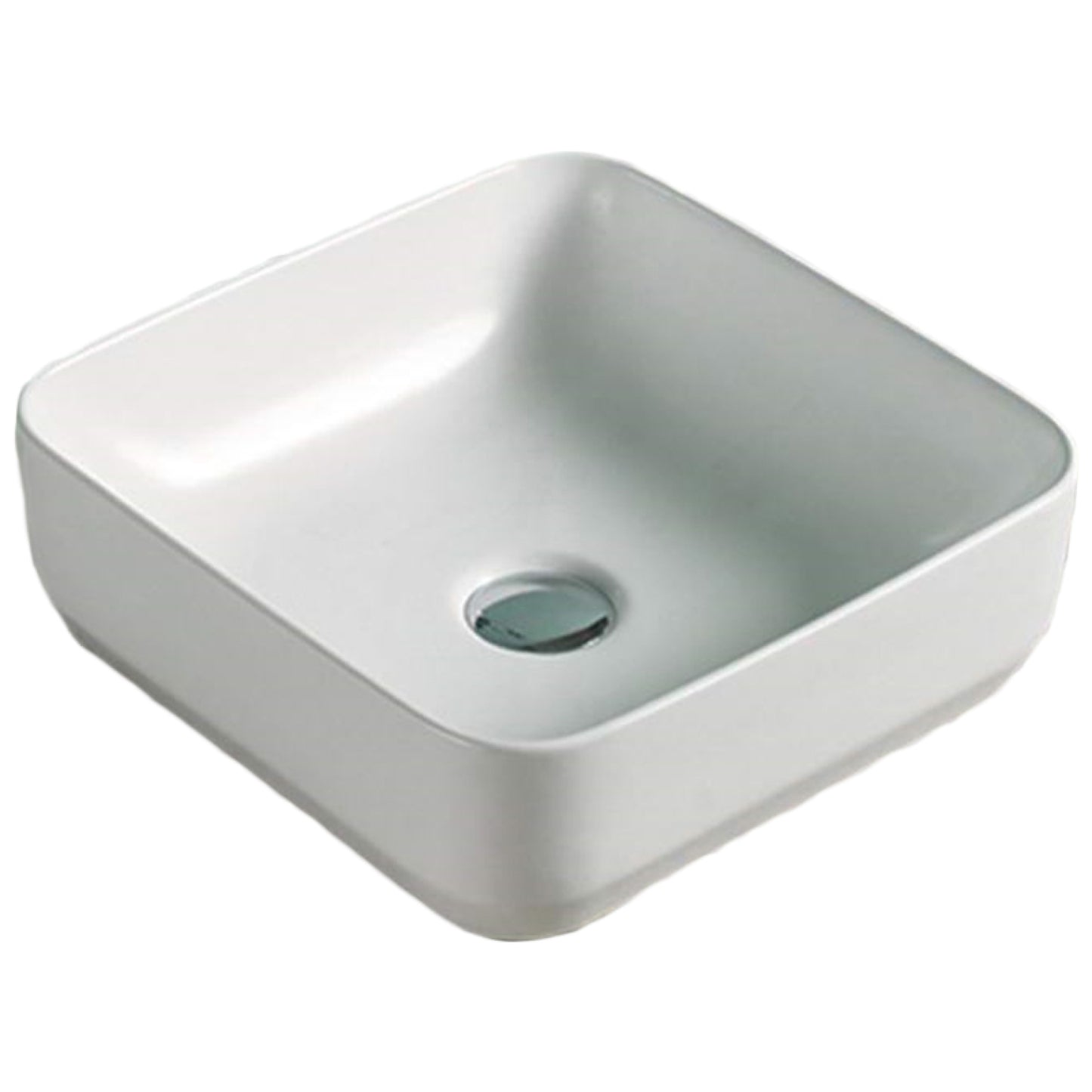 14.2-in. x 14.2-in. Square Bathroom Vessel Sink White Enamel Glaze