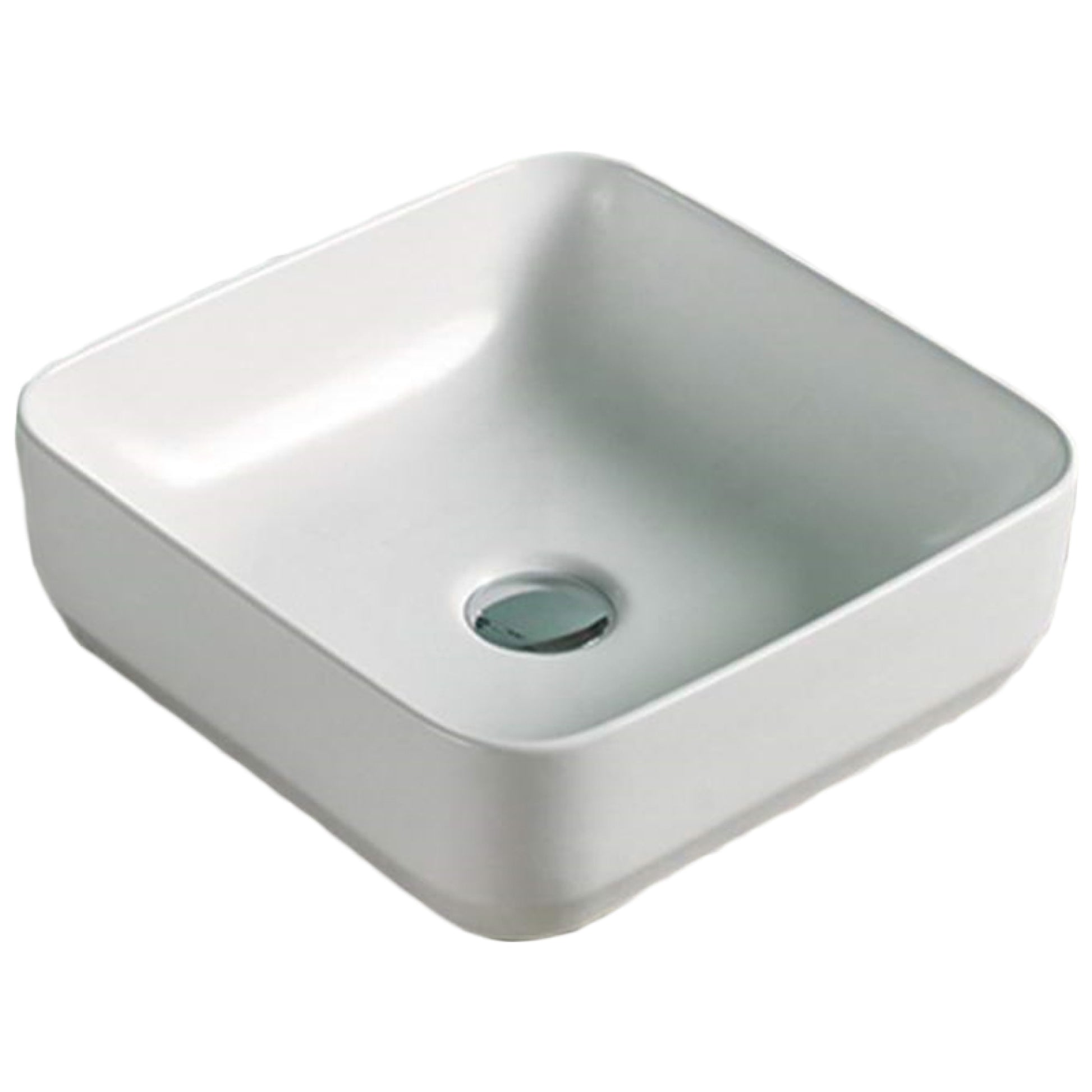 14.2-in. x 14.2-in. Square Bathroom Vessel Sink White Enamel Glaze