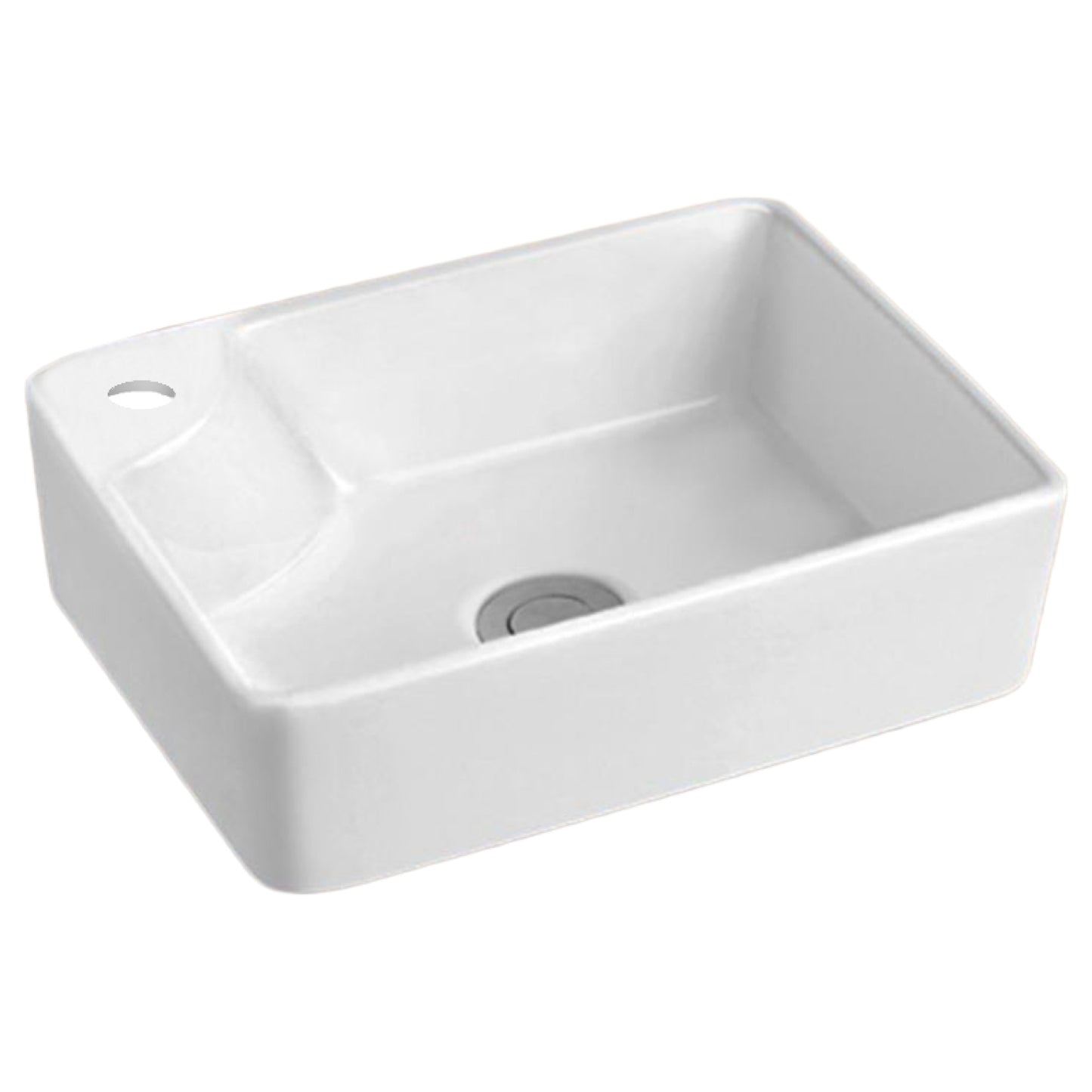 17.5-in. x 13.4-in. Rectangle Bathroom Vessel Sink White Enamel Glaze