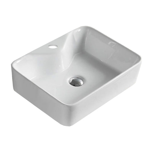 23.6-in. x 13.4-in. Rectangle Bathroom Vessel Sink White Enamel Glaze