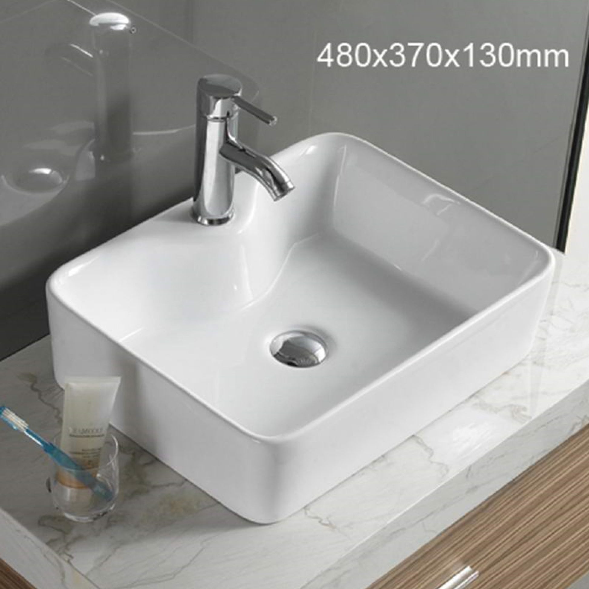23.6-in. x 13.4-in. Rectangle Bathroom Vessel Sink White Enamel Glaze