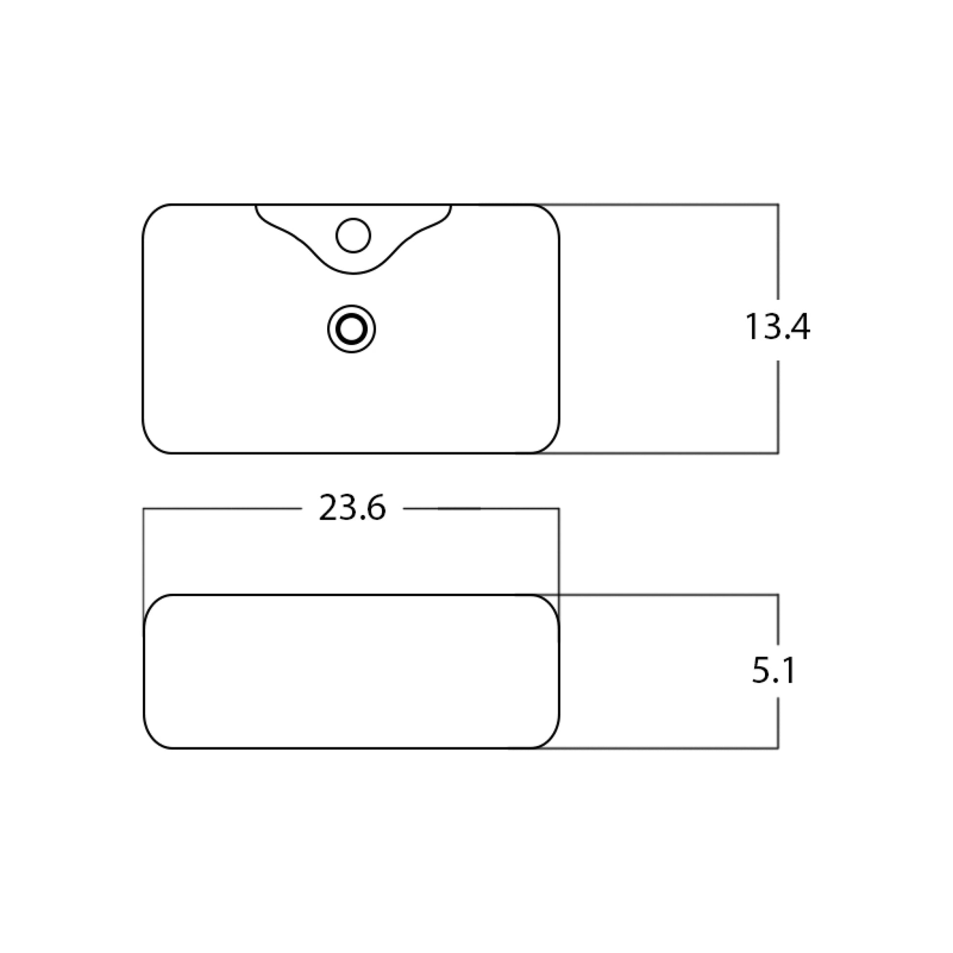 23.6-in. x 13.4-in. Rectangle Bathroom Vessel Sink White Enamel Glaze