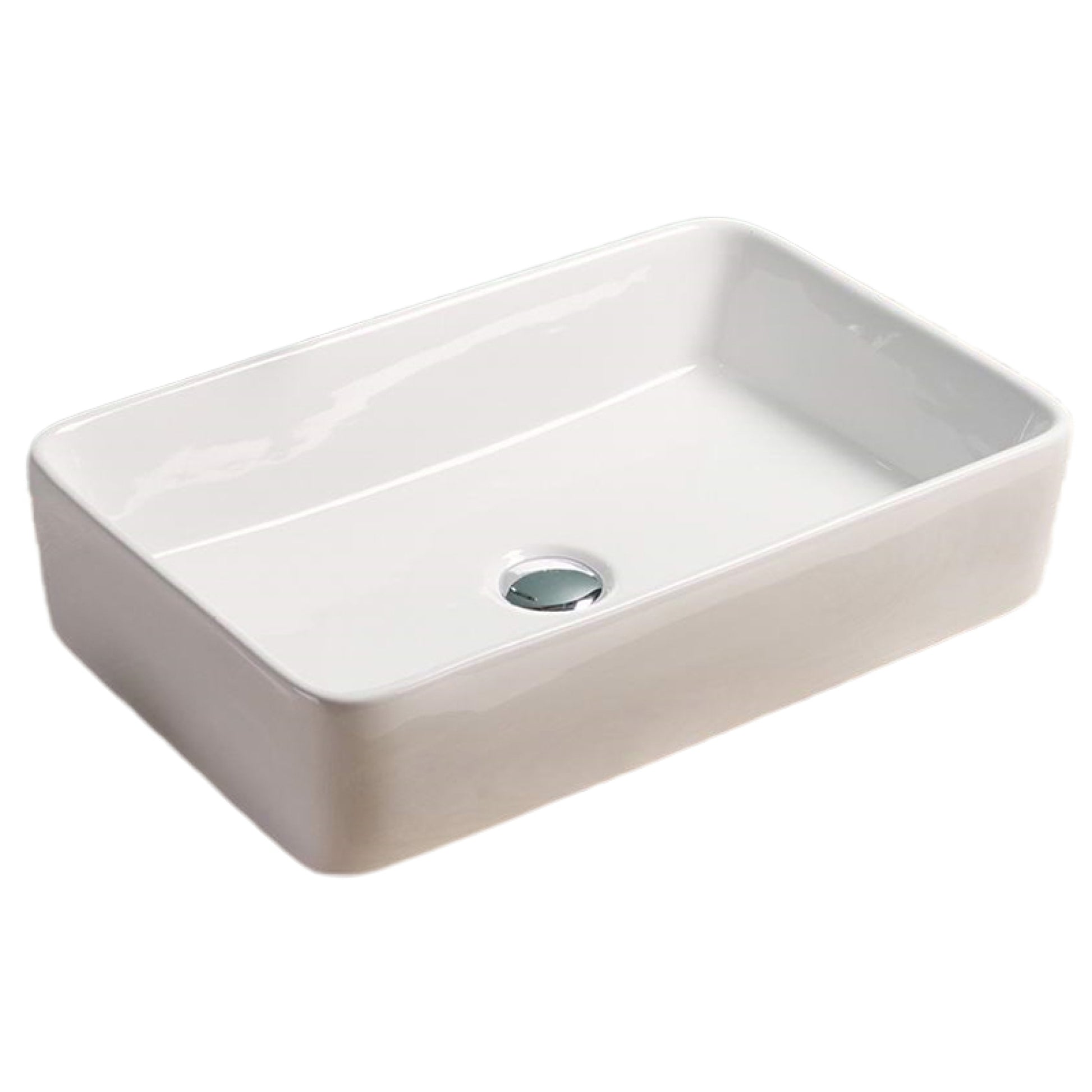 23-in. x 14.6-in. Rectangle Bathroom Vessel Sink White Enamel Glaze