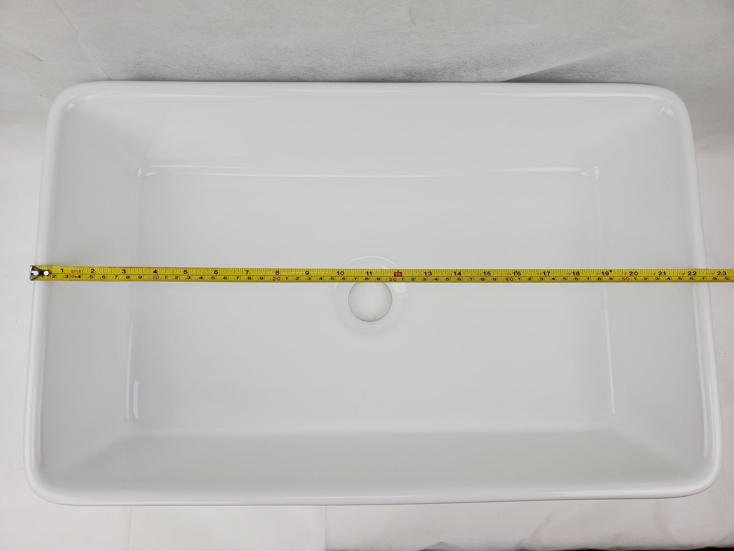 23-in. x 14.6-in. Rectangle Bathroom Vessel Sink White Enamel Glaze