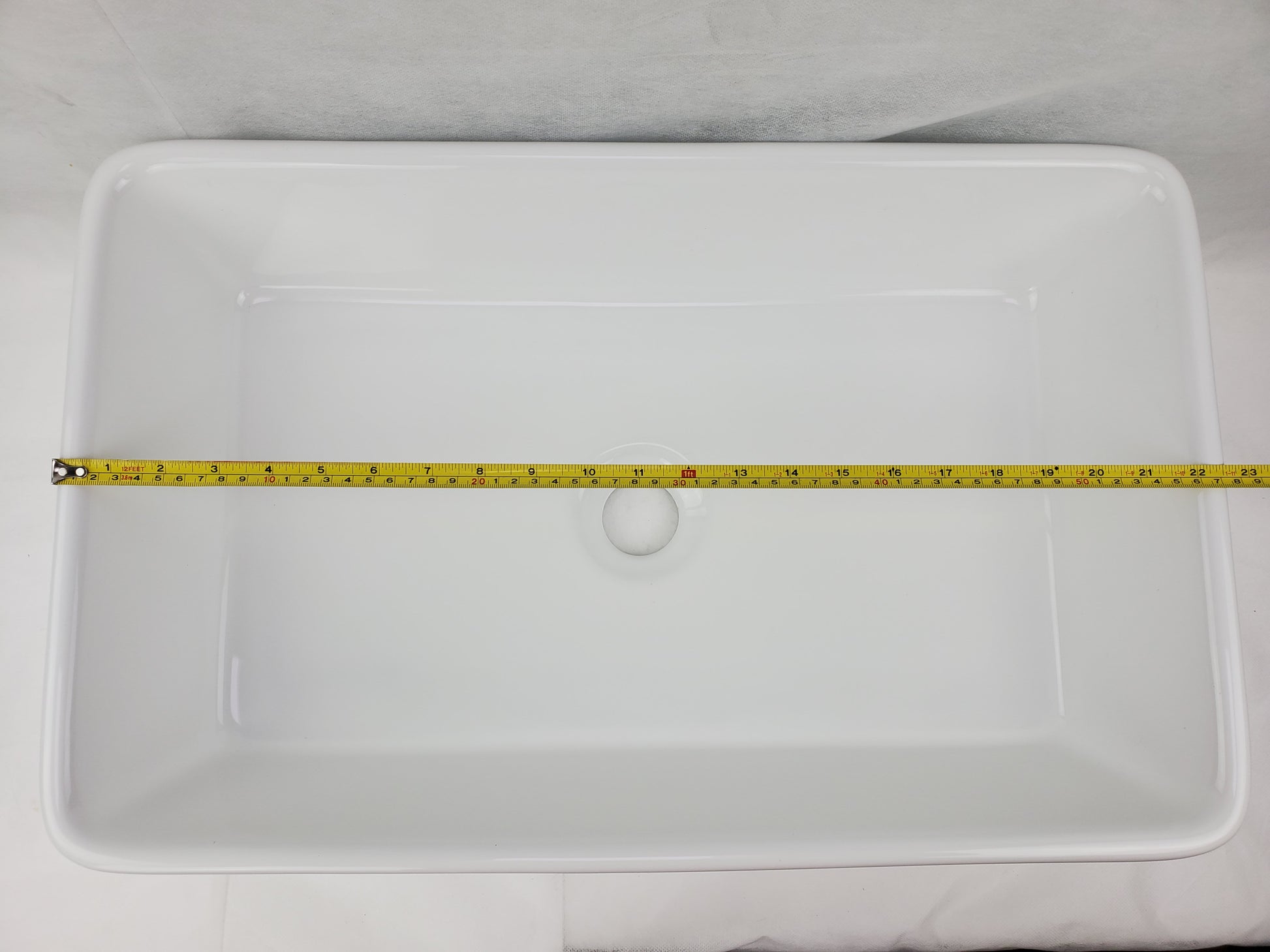 23-in. x 14.6-in. Rectangle Bathroom Vessel Sink White Enamel Glaze
