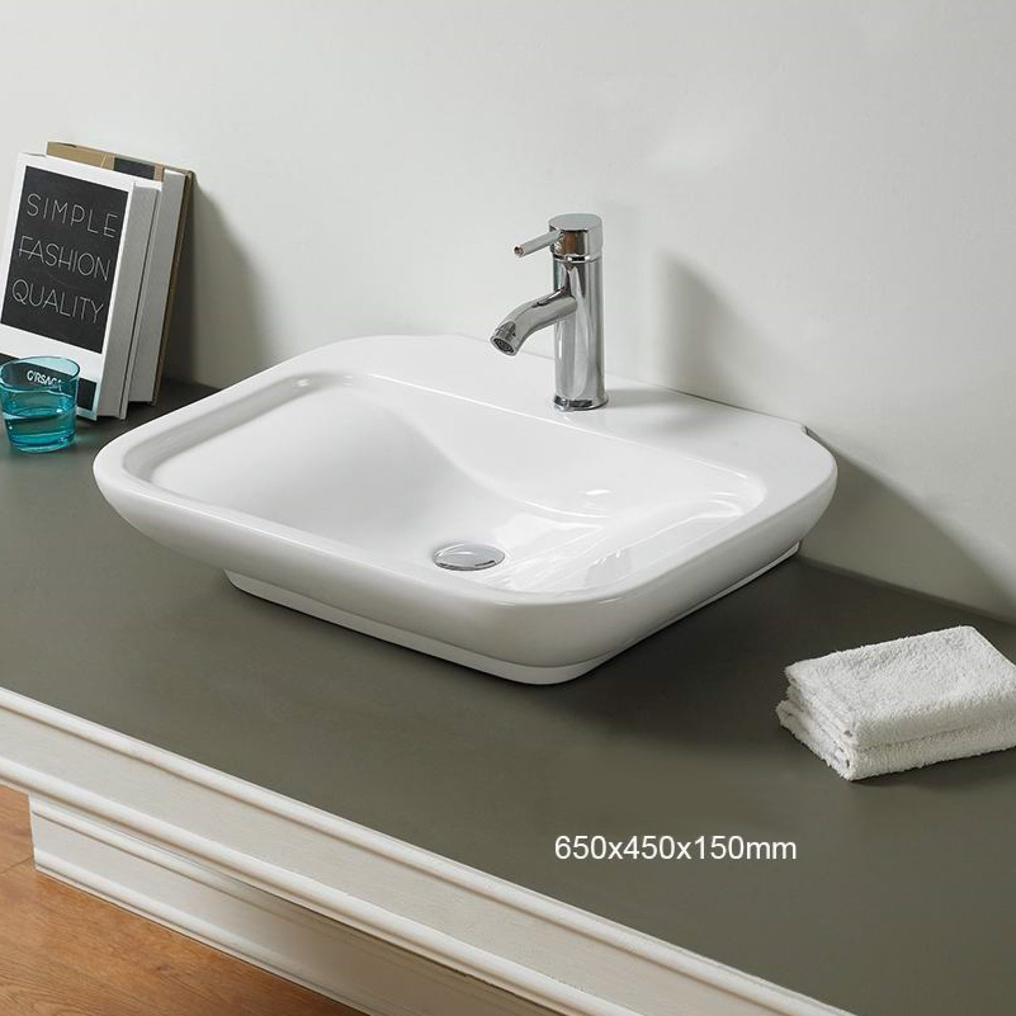25.6-in. x 17.7-in. Rectangle Bathroom Vessel Sink White Enamel Glaze