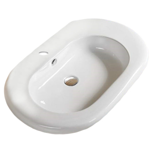 34.3-in. x 20.9-in. Oval Bathroom Vessel Sink White Enamel Glaze
